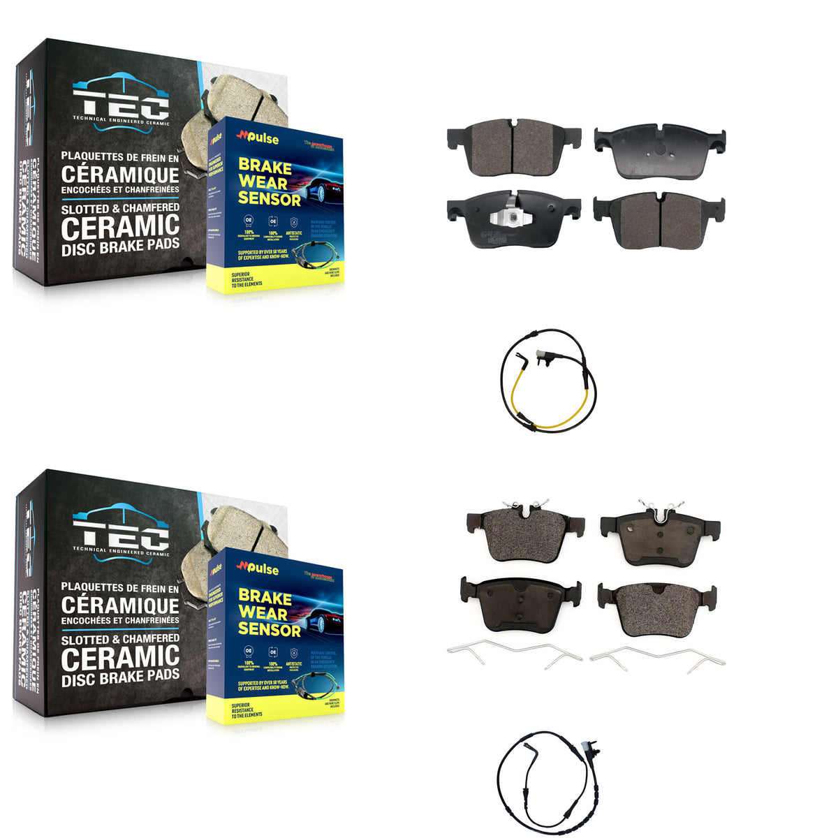 Front Rear Ceramic Brake Pads & Wear Sensor Kit For 2024 Land Rover Range Velar 2.0L 3.0L KTW-101536