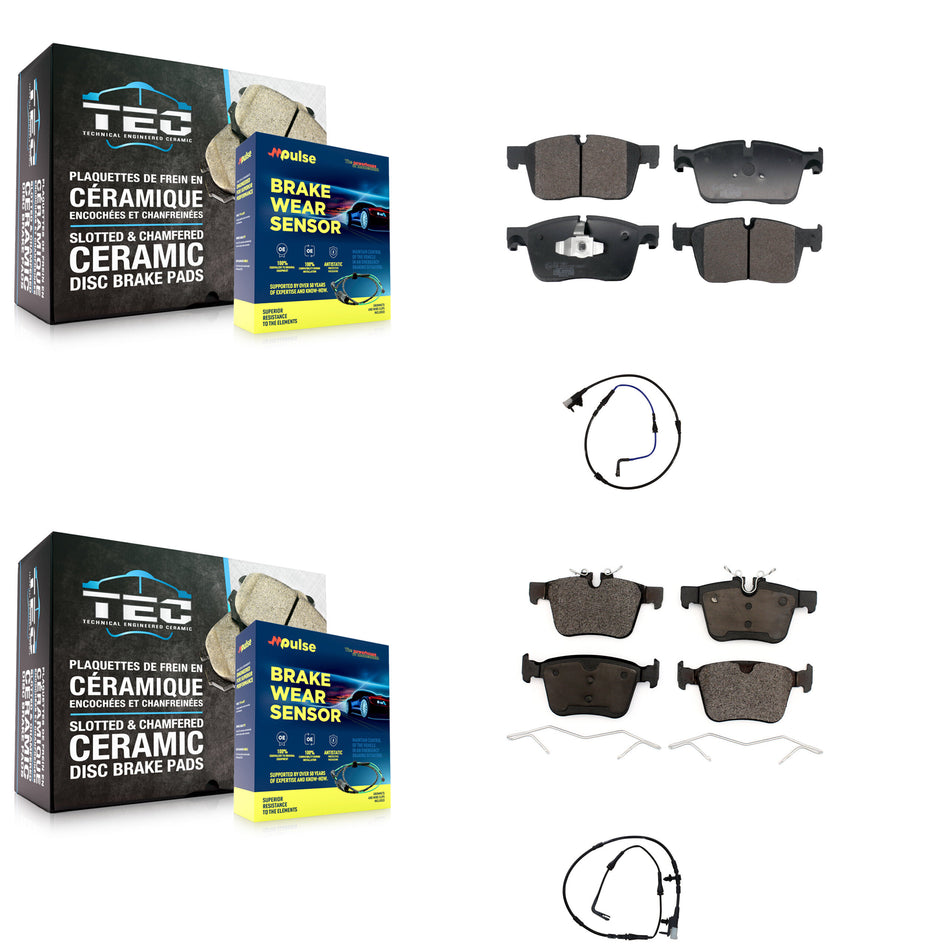 Front Rear Ceramic Disc Brake Pads And Wear Sensors Kit For Jaguar XE XF KTW-101541
