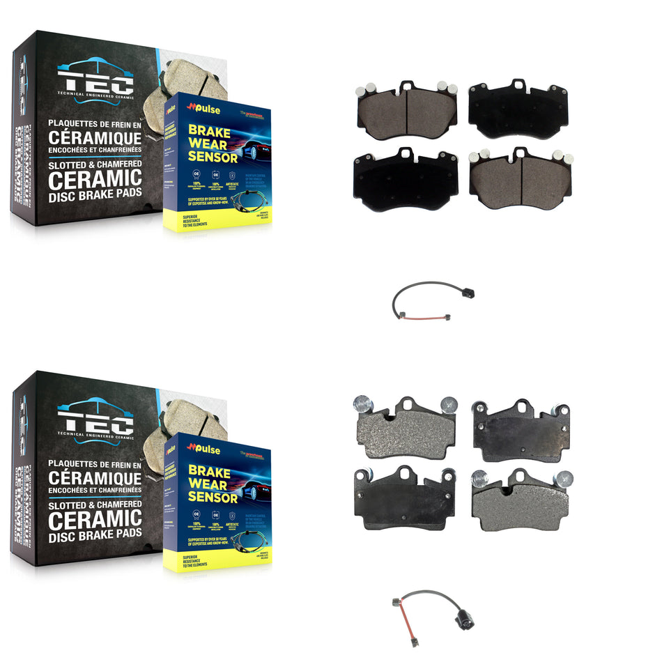 Front Rear Ceramic Disc Brake Pads And Wear Sensors Kit For Porsche Cayenne KTW-101543