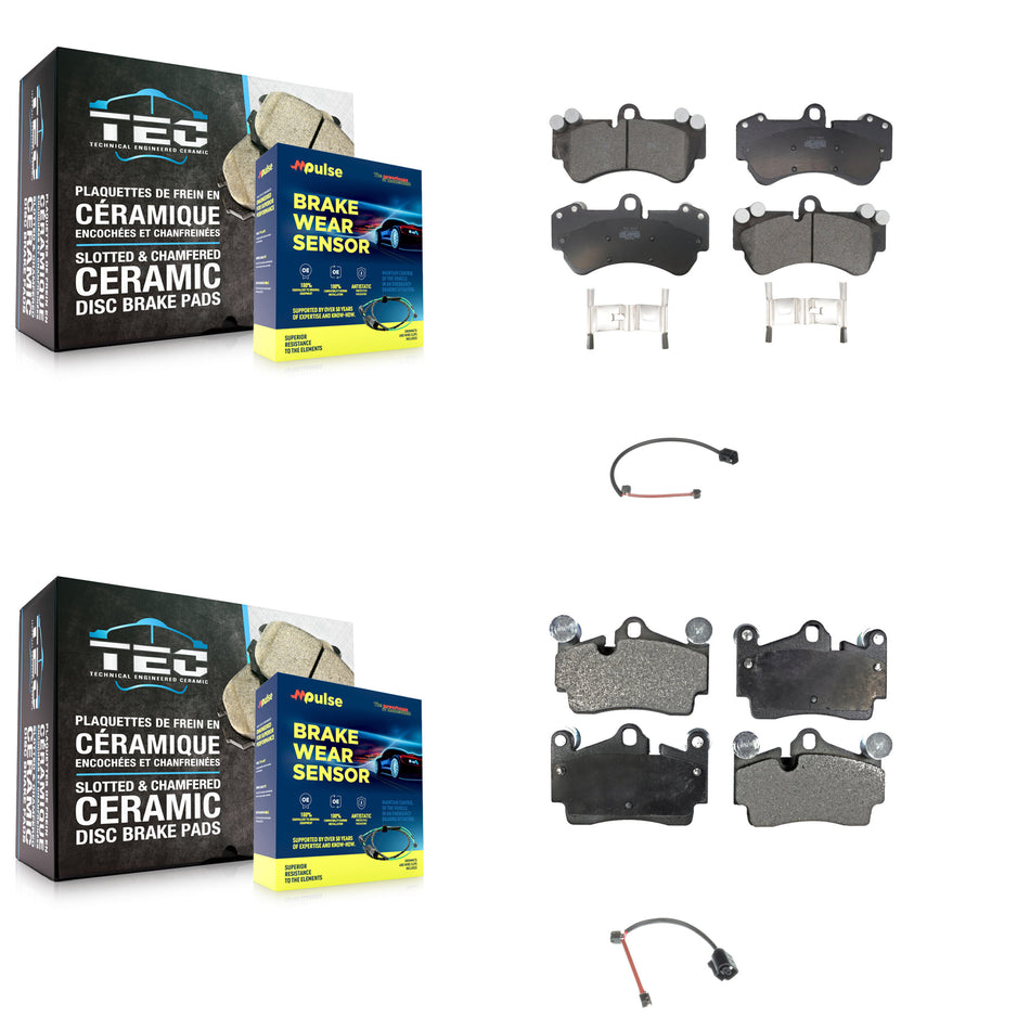 Front Rear Ceramic Disc Brake Pads And Wear Sensors Kit For Porsche Cayenne KTW-101544