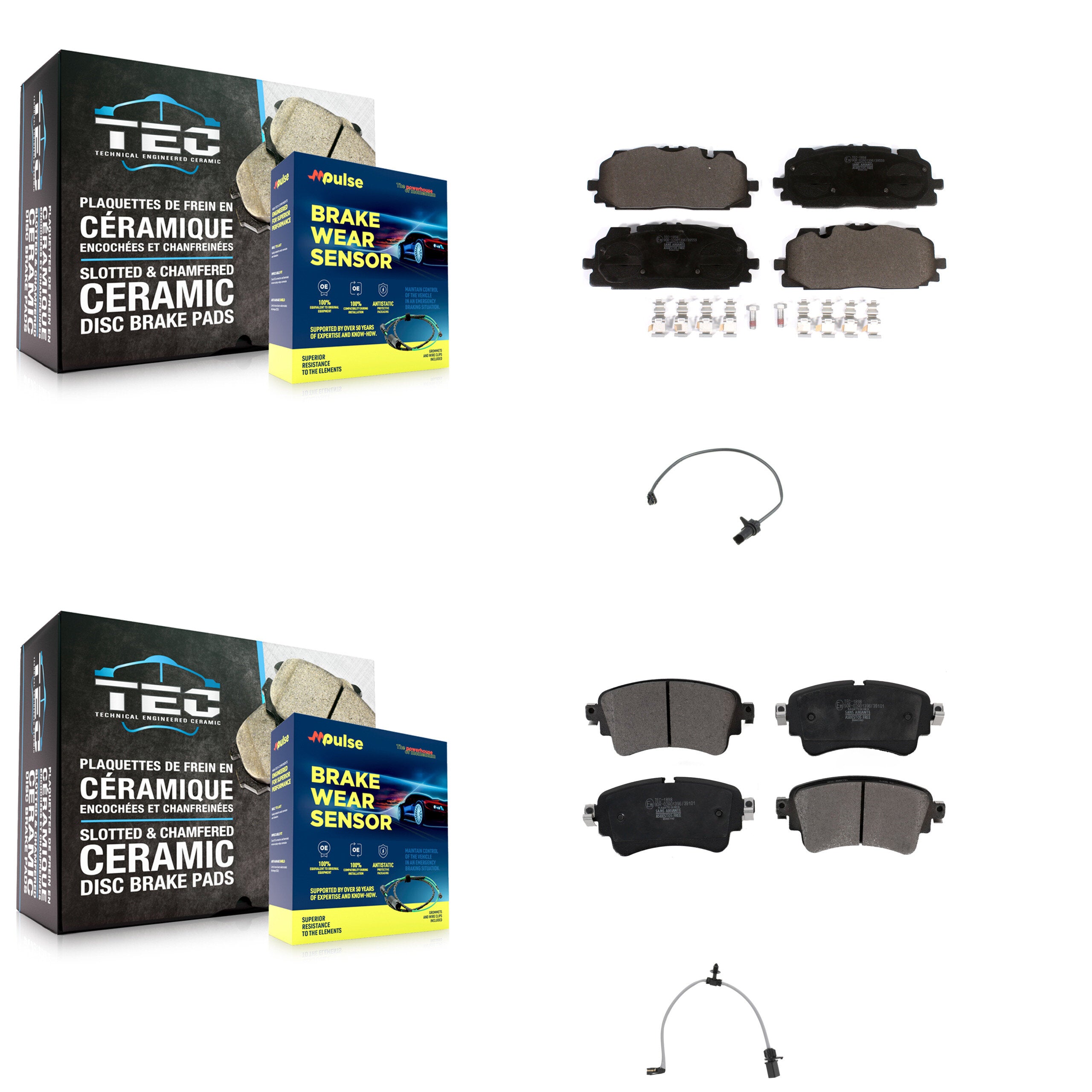 Front Rear Ceramic Brake Pad And Wear Sensor Kit For Audi A6 Quattro A7 Sportback allroad KTW-101551