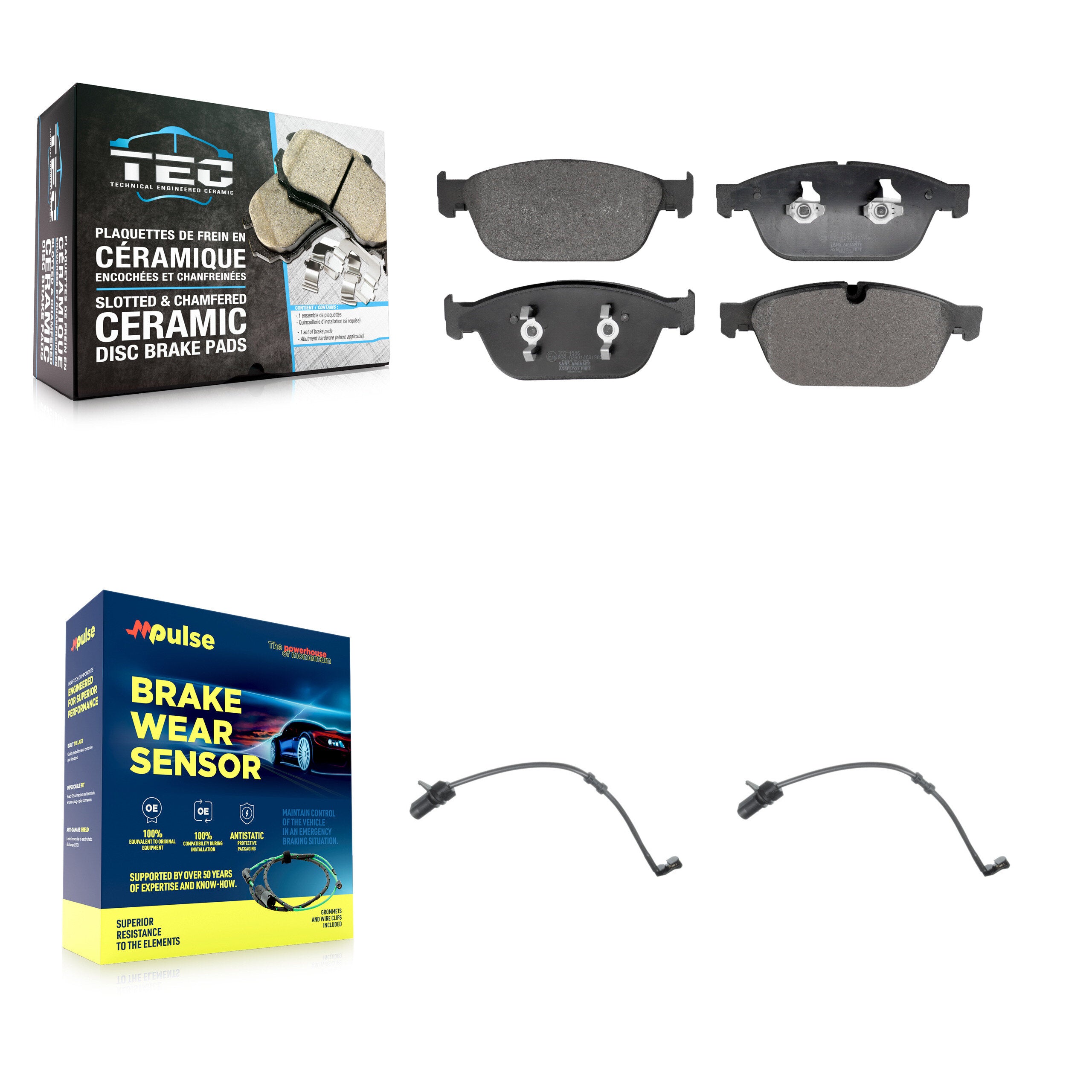 Front Ceramic Disc Brake Pads And Wear Sensors Kit For Audi SQ5 A8 Quattro KTW-101553