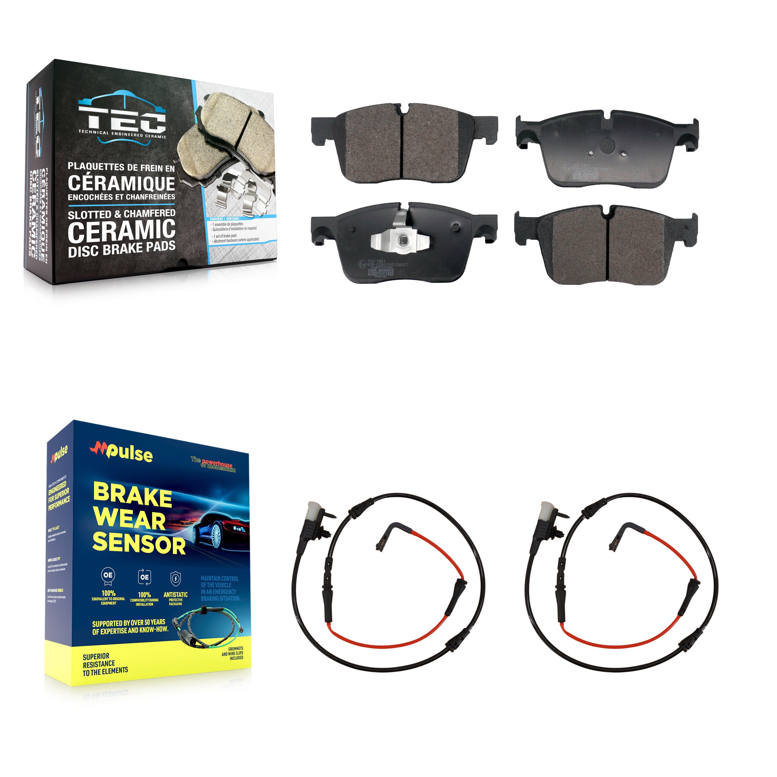 Front Ceramic Disc Brake Pads And Wear Sensors Kit For Jaguar XE KTW-101562