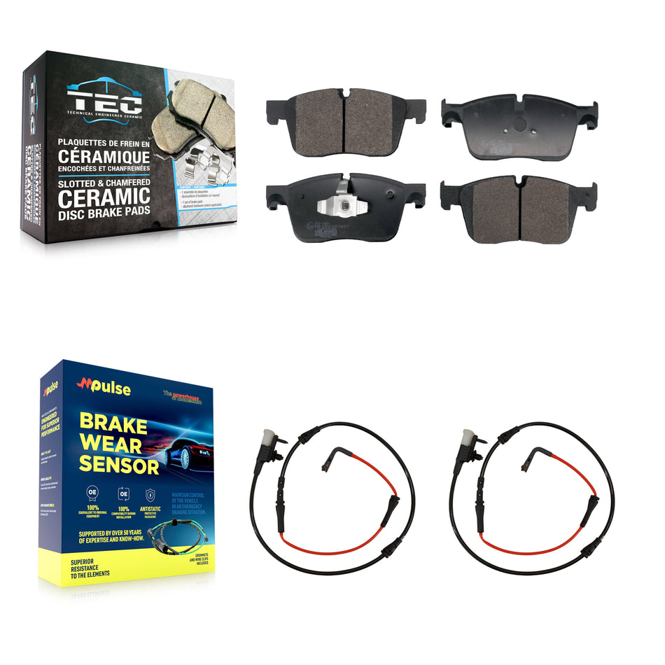 Front Ceramic Disc Brake Pads And Wear Sensors Kit For Jaguar XE KTW-101562