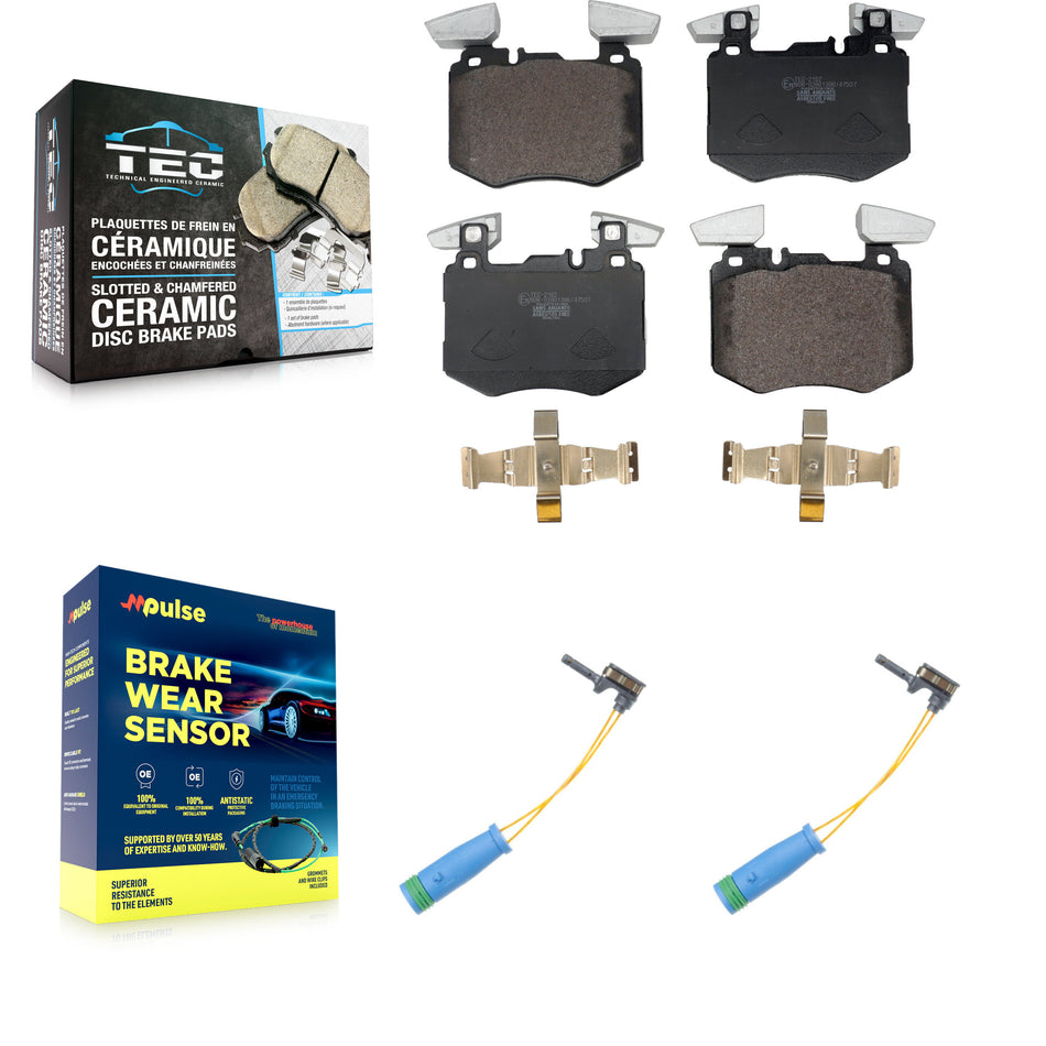Front Ceramic Brake Pads & Wear Sensor Kit For Mercedes-Benz GLC300 Without Sport Package KTW-101569