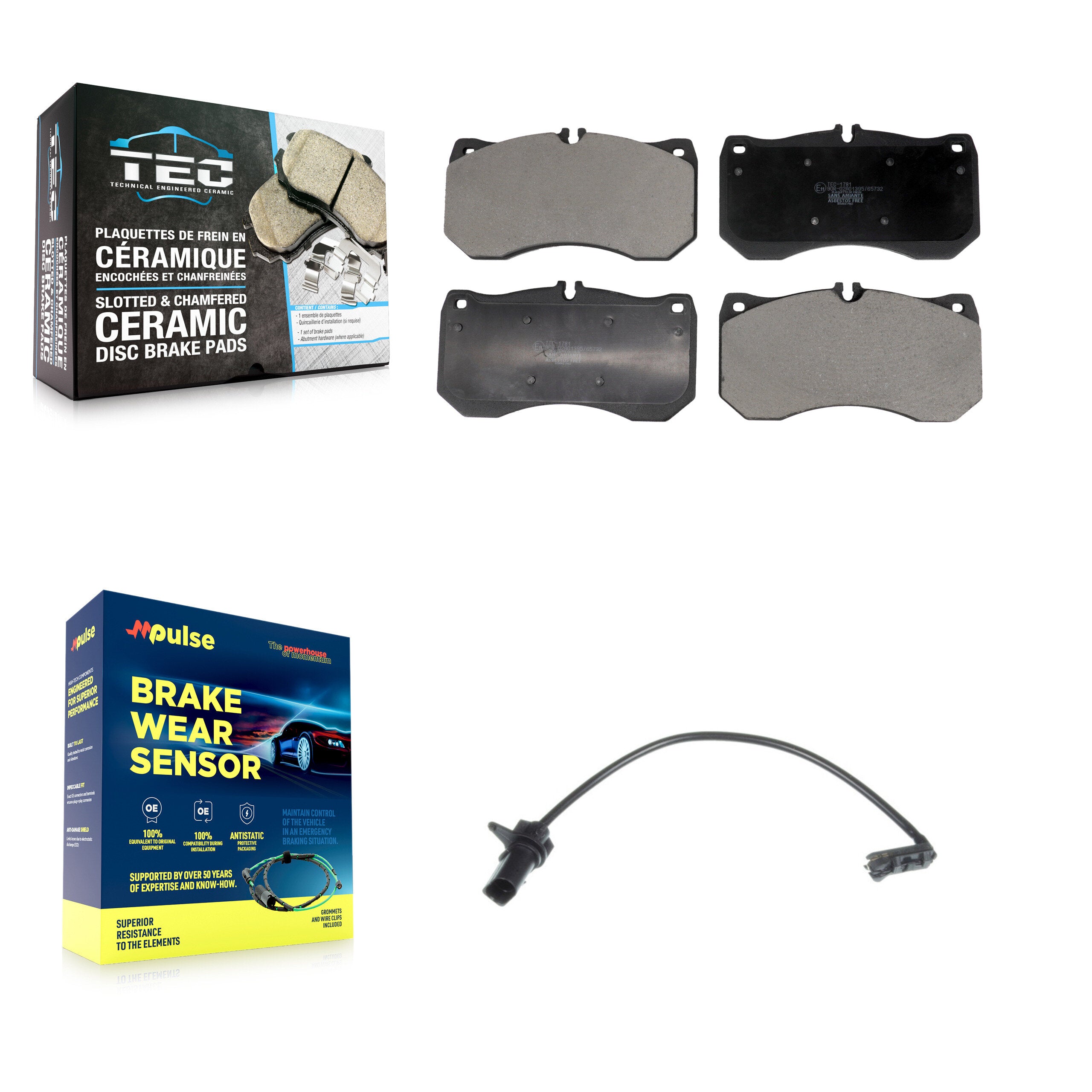 Front Ceramic Disc Brake Pads And Wear Sensors Kit For Audi S6 S7 S8 KTW-101575