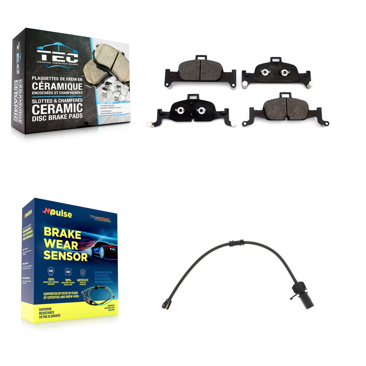 Front Ceramic Brake Pad And Wear Sensor Kit For 2020 Audi Q5 2.0L Without Brembo Calipers KTW-101585