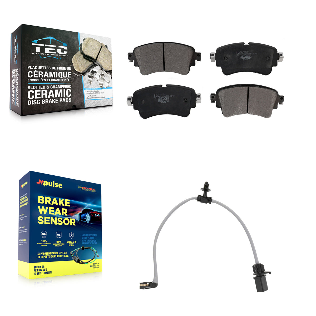 Rear Ceramic Brake Pad & Wear Sensor Kit For Audi Q5 A6 Quattro A7 Sportback PHEV allroad KTW-101596