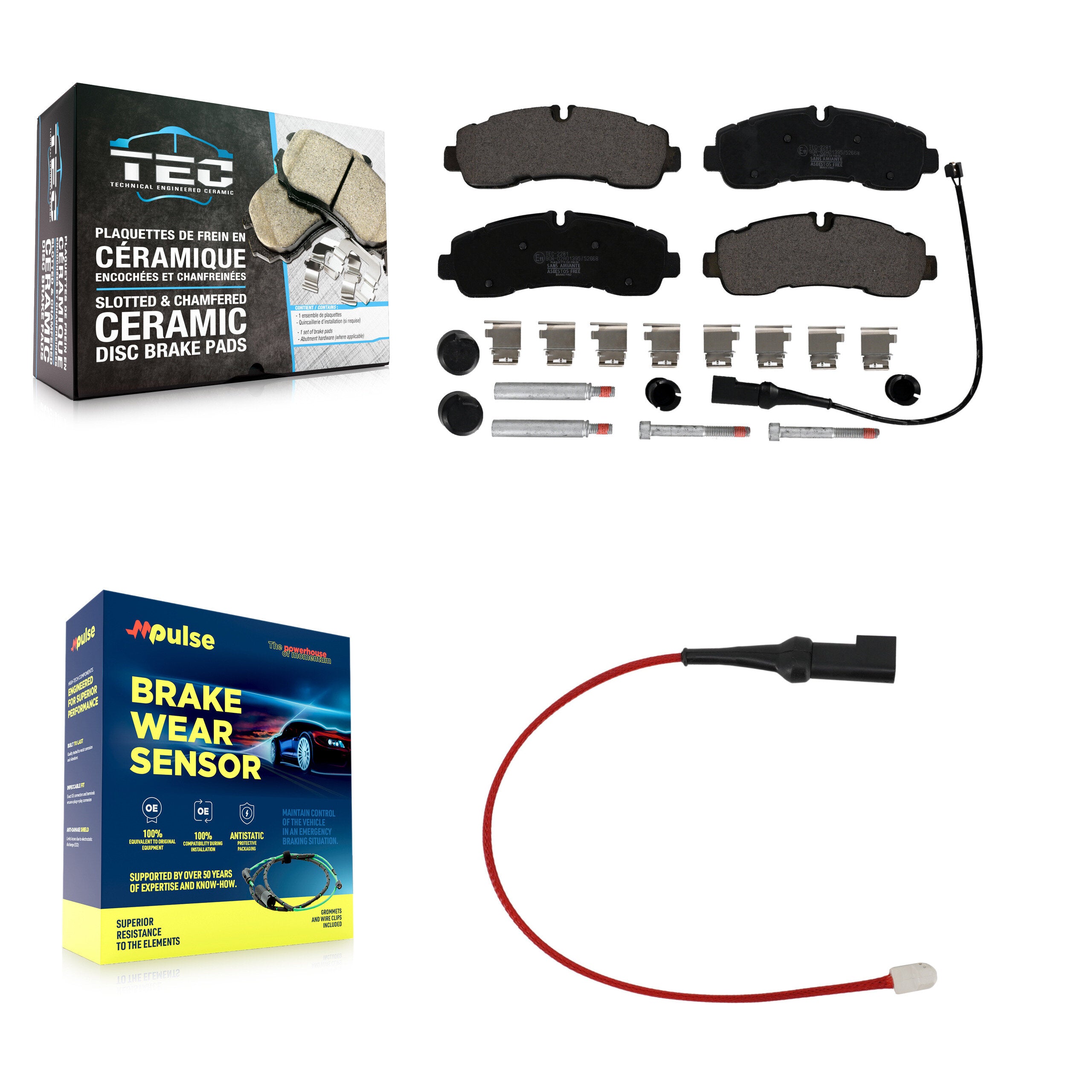 Rear Ceramic Disc Brake Pads And Wear Sensors Kit For 2020 Ford Transit-350 HD AWD KTW-101600