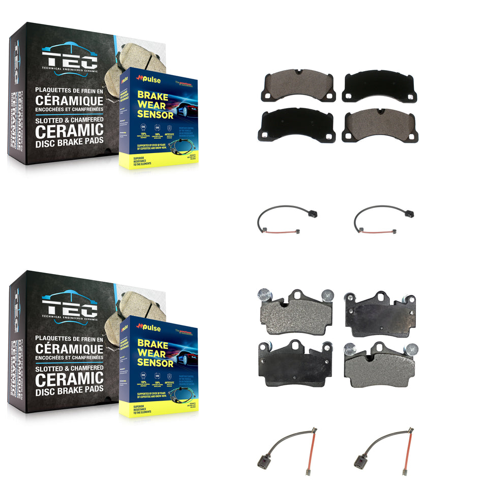 Front Rear Ceramic Disc Brake Pads And Wear Sensors Kit For Porsche Cayenne KTW-101613