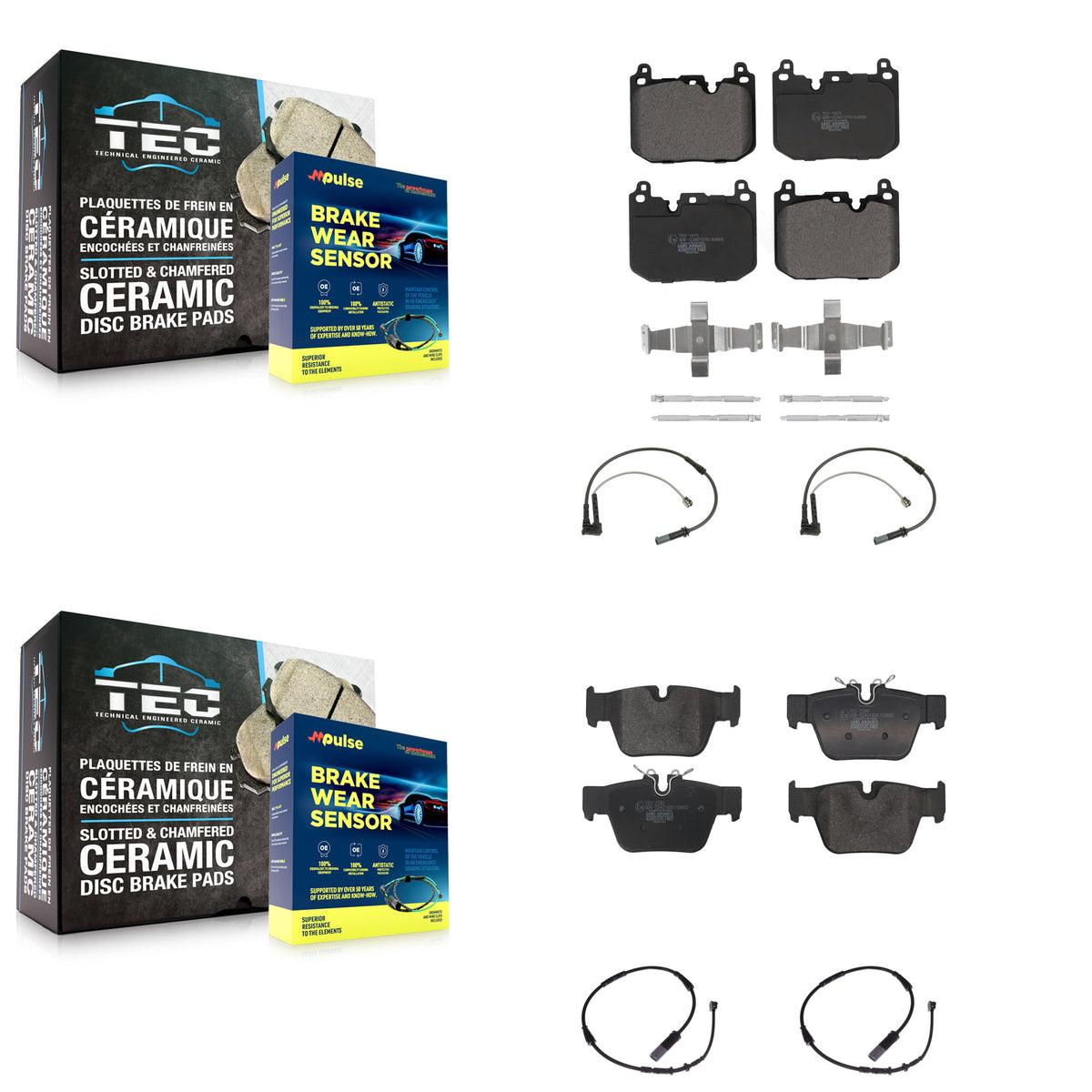 Front Rear Ceramic Disc Brake Pads And Wear Sensors Kit For 2019-2020 BMW X2 M35i KTW-101618