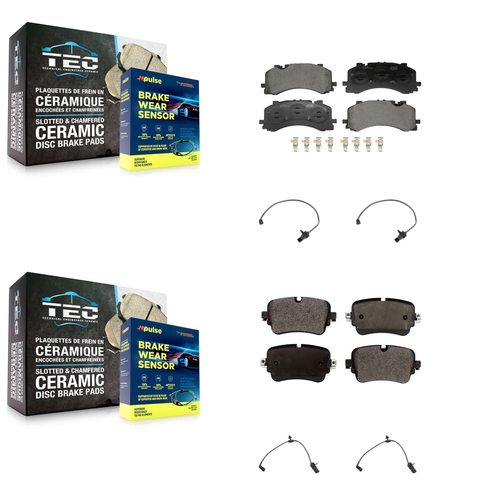 Front Rear Ceramic Disc Brake Pads And Wear Sensors Kit For Audi A8 Quattro L with 4.0L KTW-101619