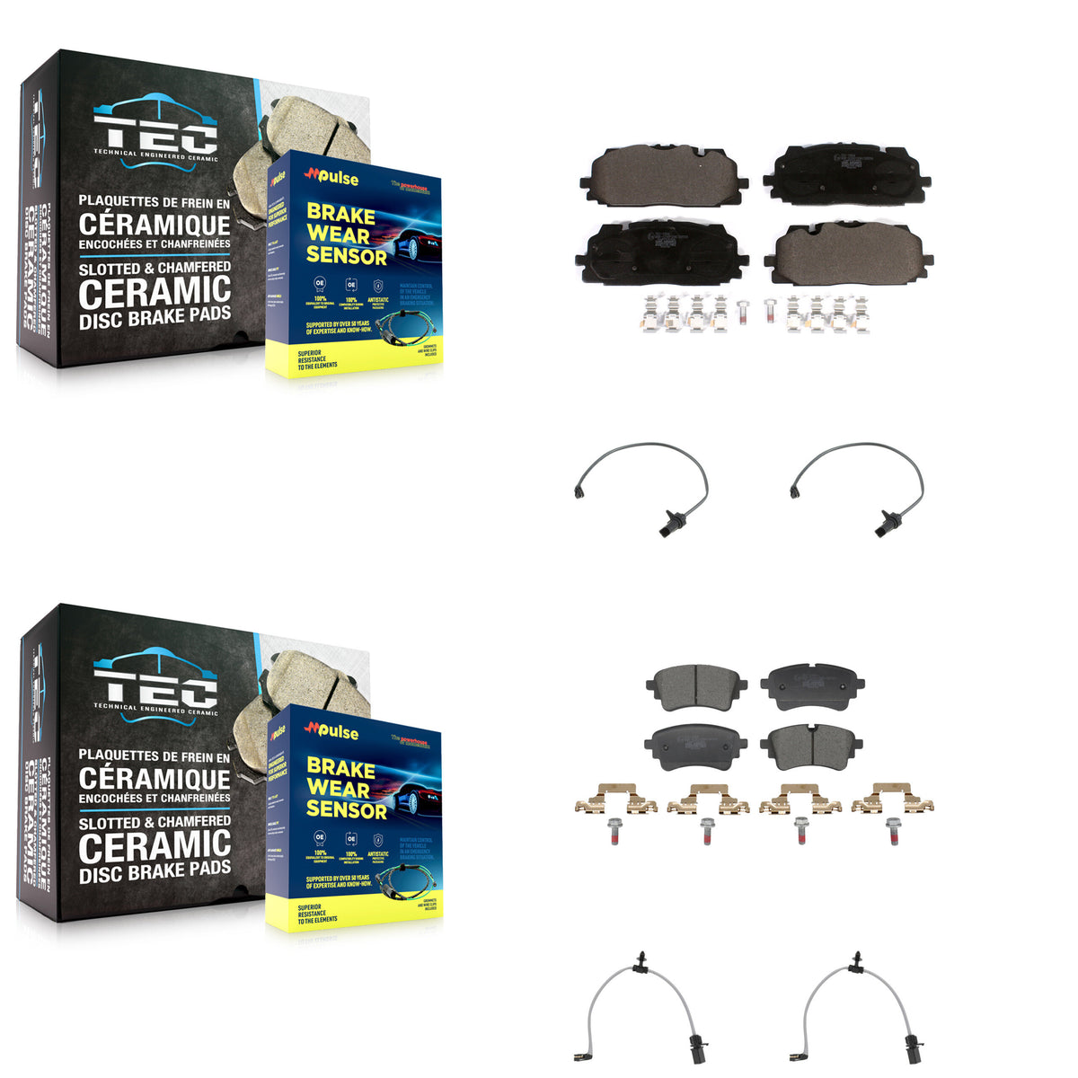Front Rear Ceramic Brake Pad Wear Sensor Kit For Audi SQ5 Sportback A6 Quattro A7 allroad KTW-101621