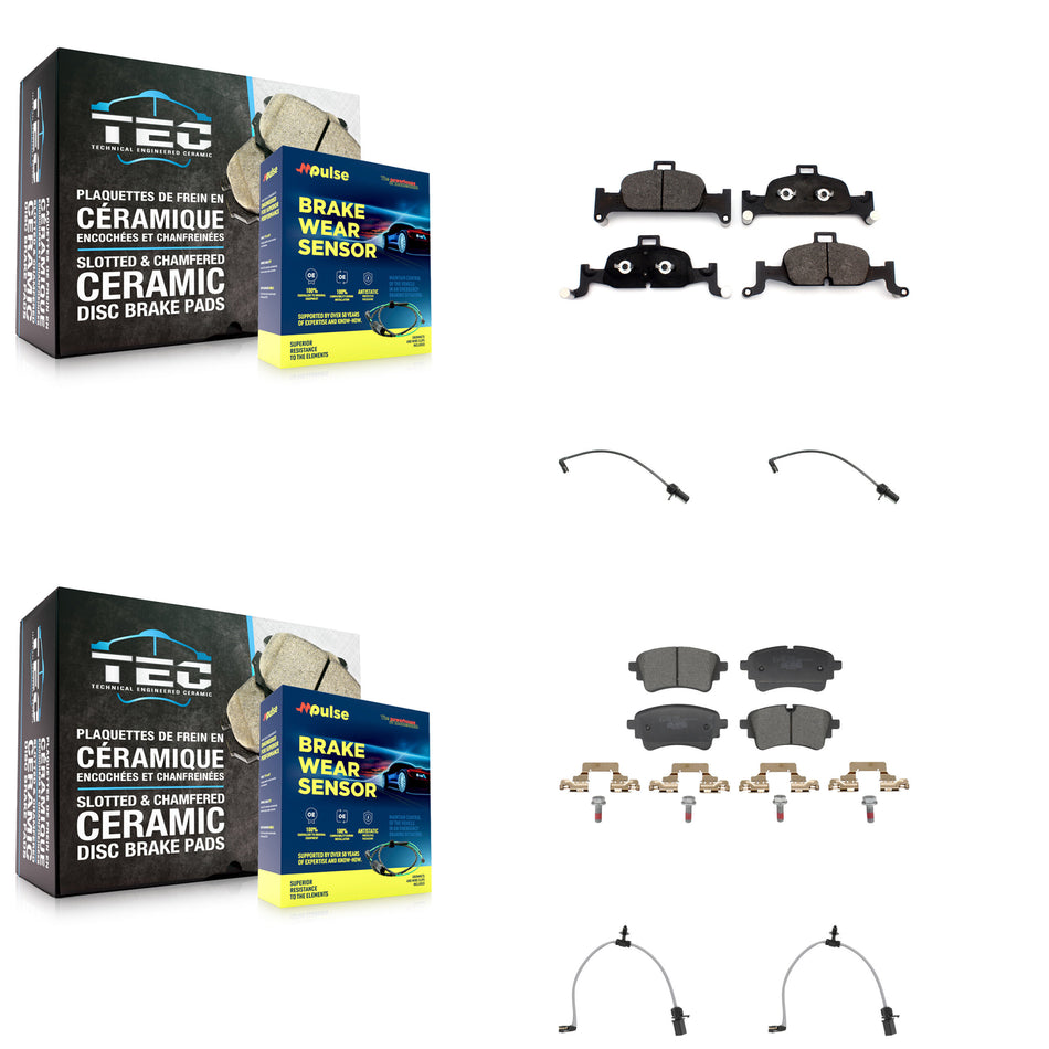 Front Rear Ceramic Disc Brake Pads And Wear Sensors Kit For Audi A6 Quattro 2.0L KTW-101622
