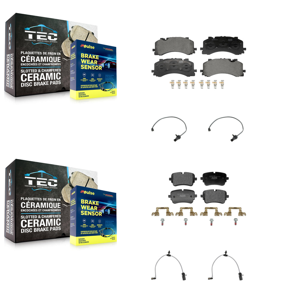 Front Rear Ceramic Disc Brake Pads And Wear Sensors Kit For Audi S6 KTW-101623
