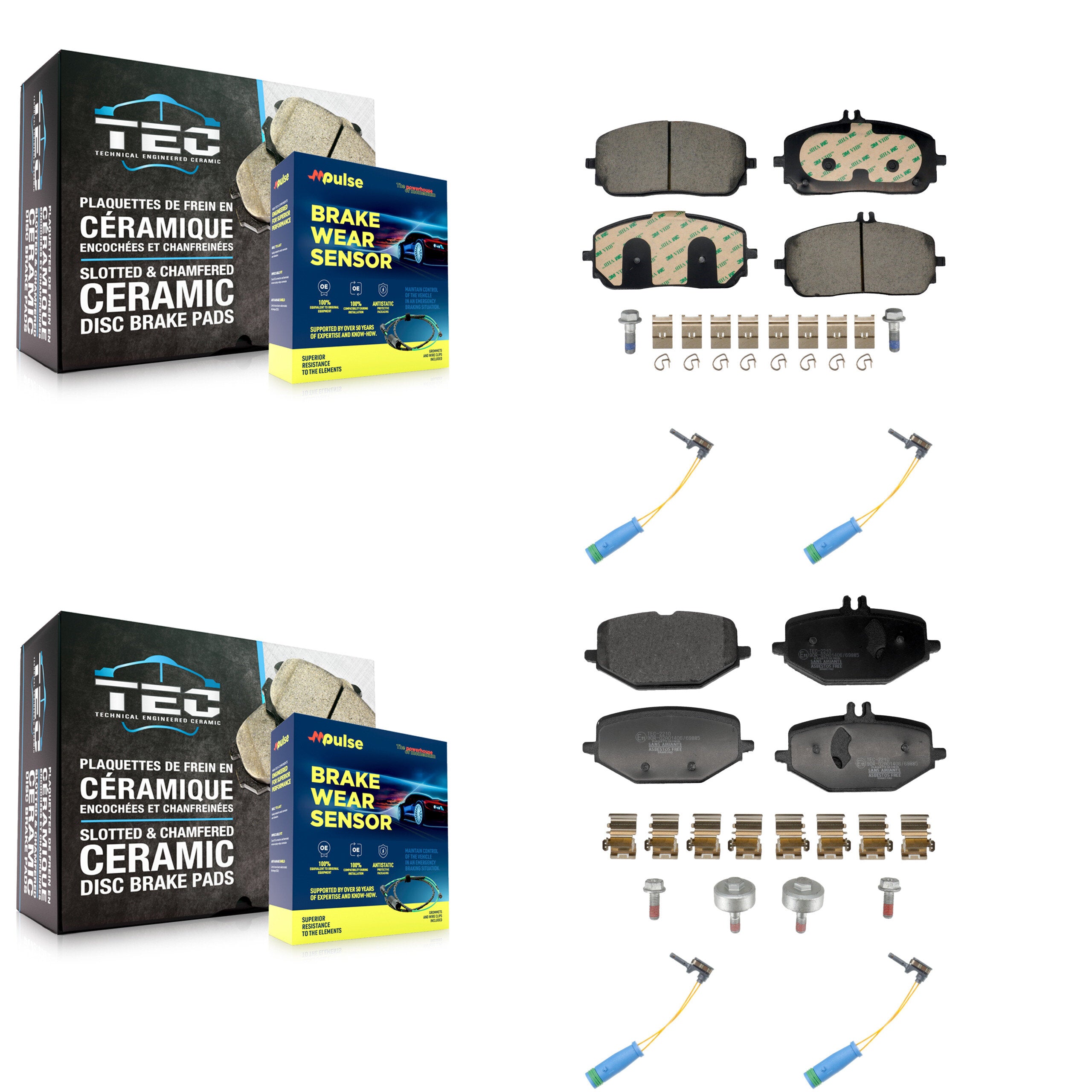 Front Rear Ceramic Disc Brake Pads And Wear Sensors Kit For Mercedes-Benz GLE350 G550 KTW-101636