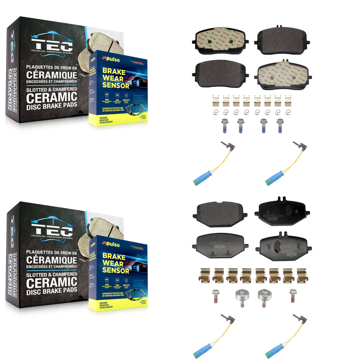 Front Rear Ceramic Brake Pads & Wear Sensor Kit For Mercedes-Benz GLE450 GLS450 GLE53 AMG KTW-101637