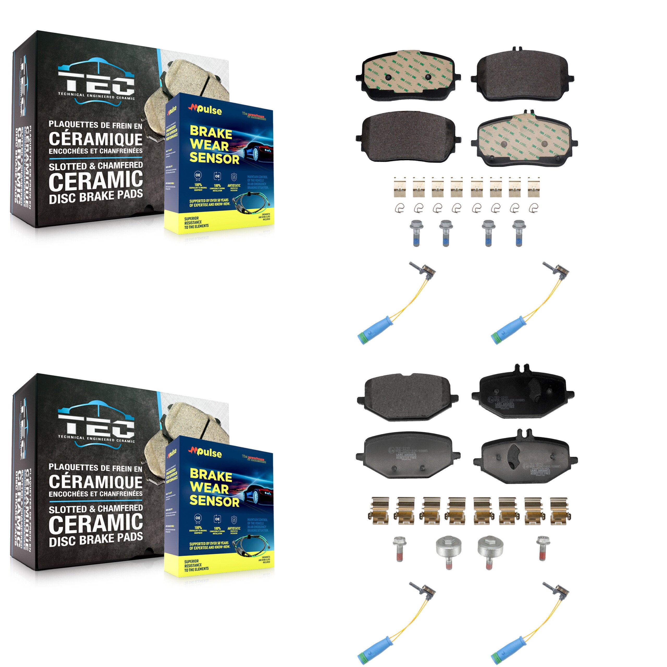 Front Rear Ceramic Brake Pads & Wear Sensor Kit For Mercedes-Benz GLE450 GLS450 GLE53 AMG KTW-101637