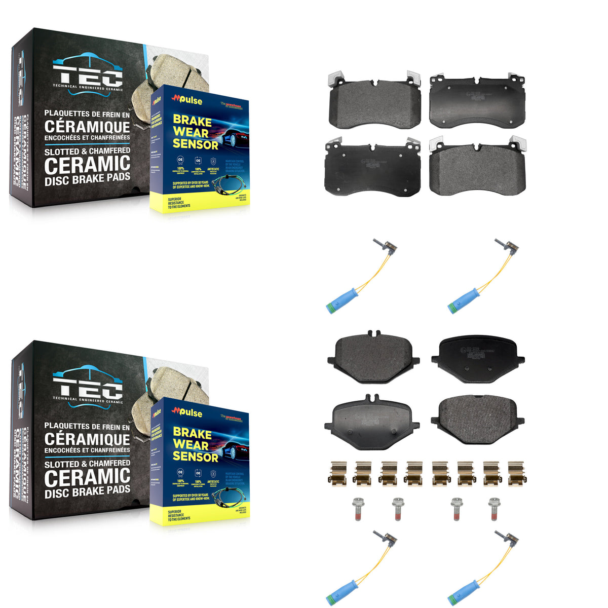 Front Rear Ceramic Disc Brake Pads And Wear Sensors Kit For Mercedes-Benz GLS63 AMG GLE53 KTW-101640