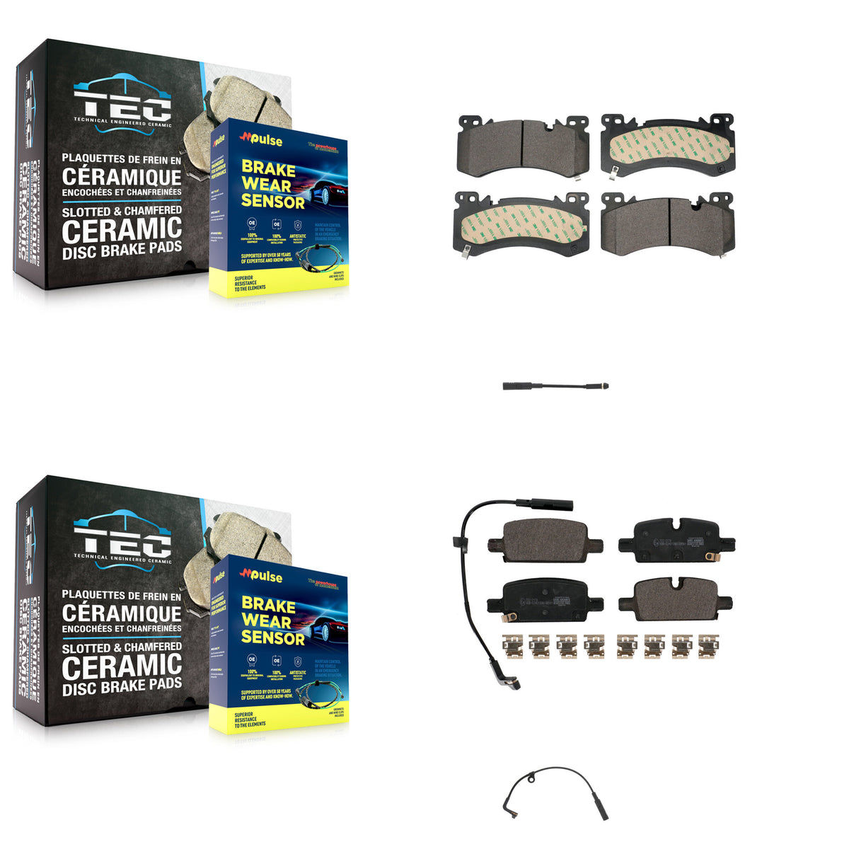 Front Rear Ceramic Brake Pad And Extra Wear Sensor Kit For Chevrolet Tahoe 3.0L/5.3L/6.2L KTW-101642
