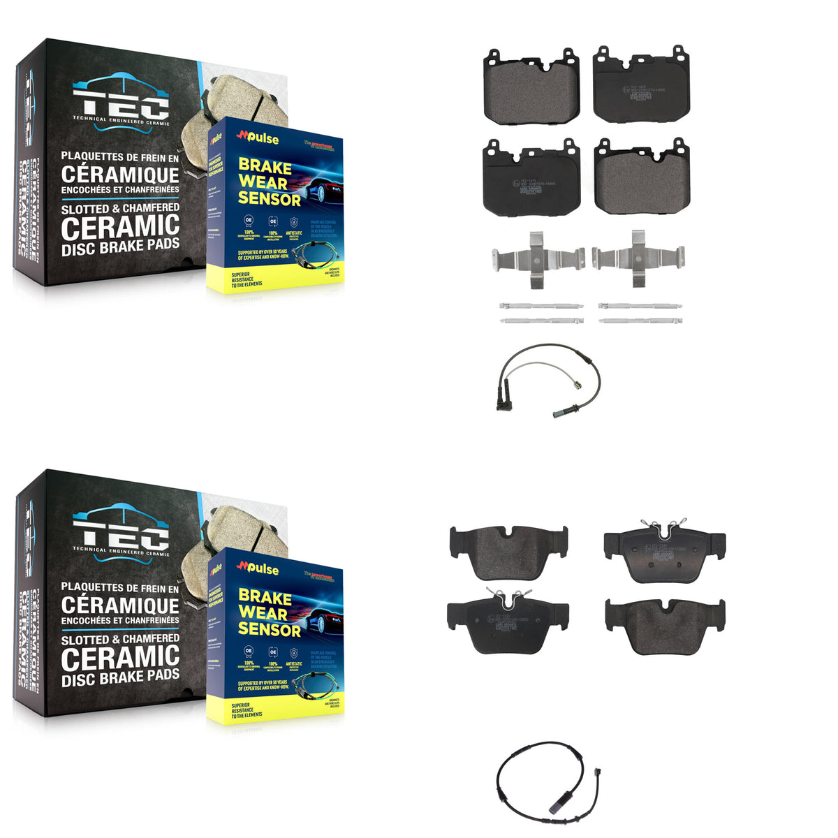 Front Rear Ceramic Disc Brake Pads And Wear Sensors Kit For 2019-2020 BMW X2 M35i KTW-101643