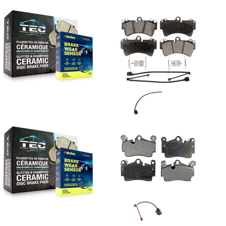 Front Rear Ceramic Disc Brake Pads And Extra Wear Sensors Kit For Audi Q7 KTW-101644