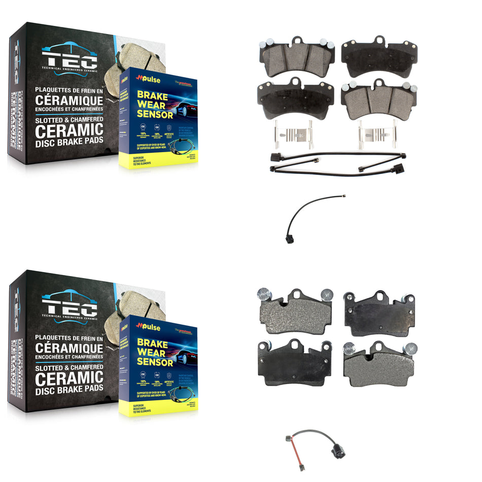 Front Rear Ceramic Disc Brake Pads And Extra Wear Sensors Kit For Audi Q7 KTW-101644