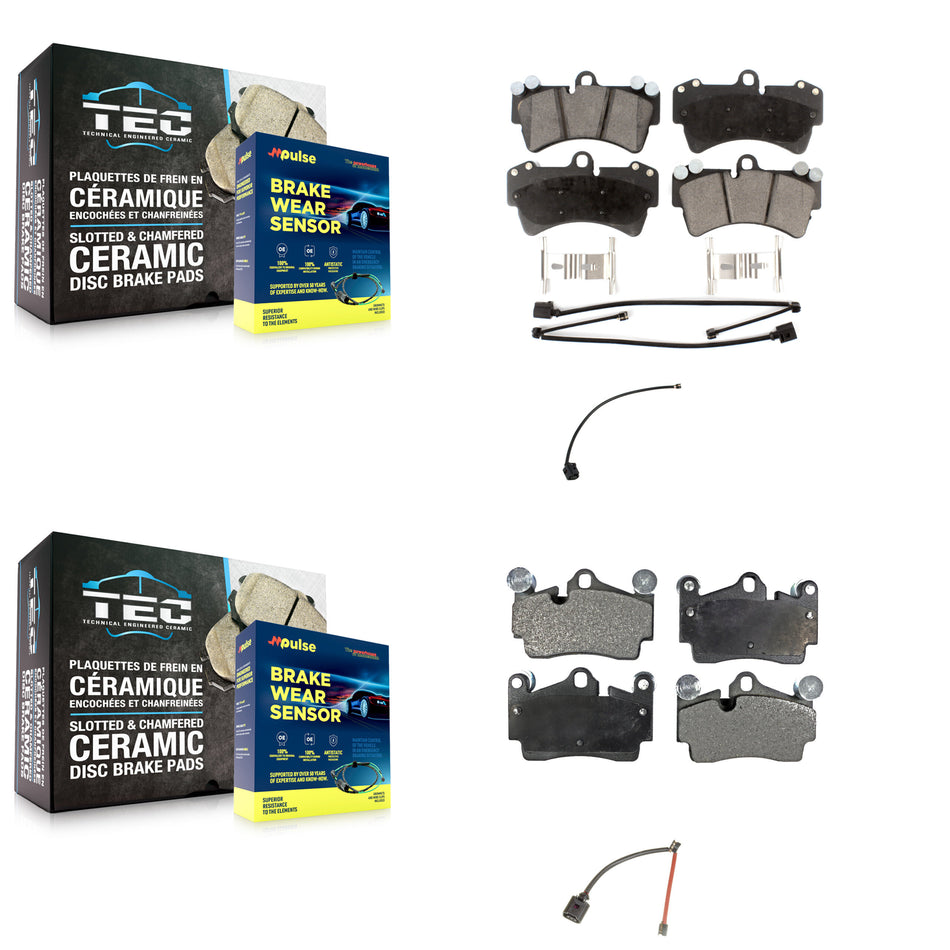 Front Rear Ceramic Disc Brake Pads And Extra Wear Sensors Kit For Audi Q7 KTW-101645