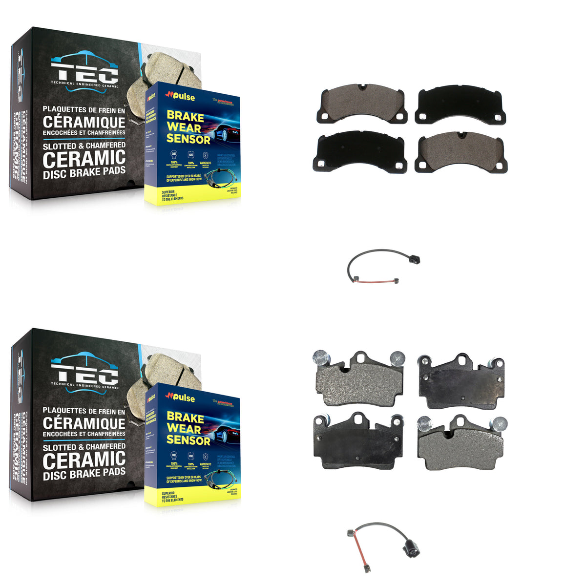 Front Rear Ceramic Disc Brake Pads And Wear Sensors Kit For Porsche Cayenne KTW-101646