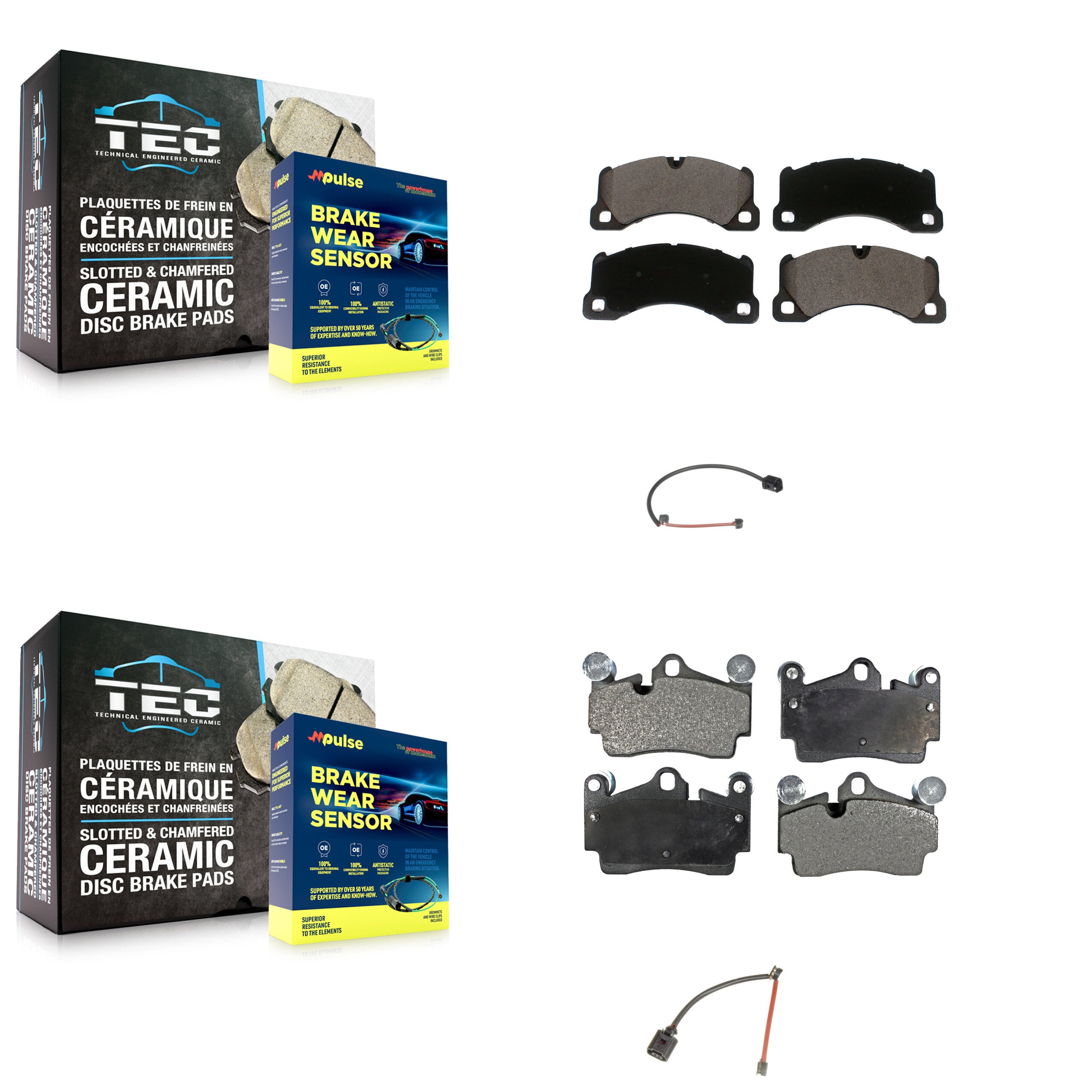 Front Rear Ceramic Disc Brake Pads And Wear Sensors Kit For Porsche Cayenne KTW-101647