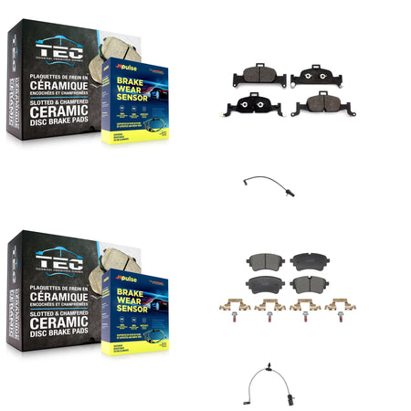 Front Rear Ceramic Disc Brake Pads And Wear Sensors Kit For Audi A6 Quattro 2.0L KTW-101651