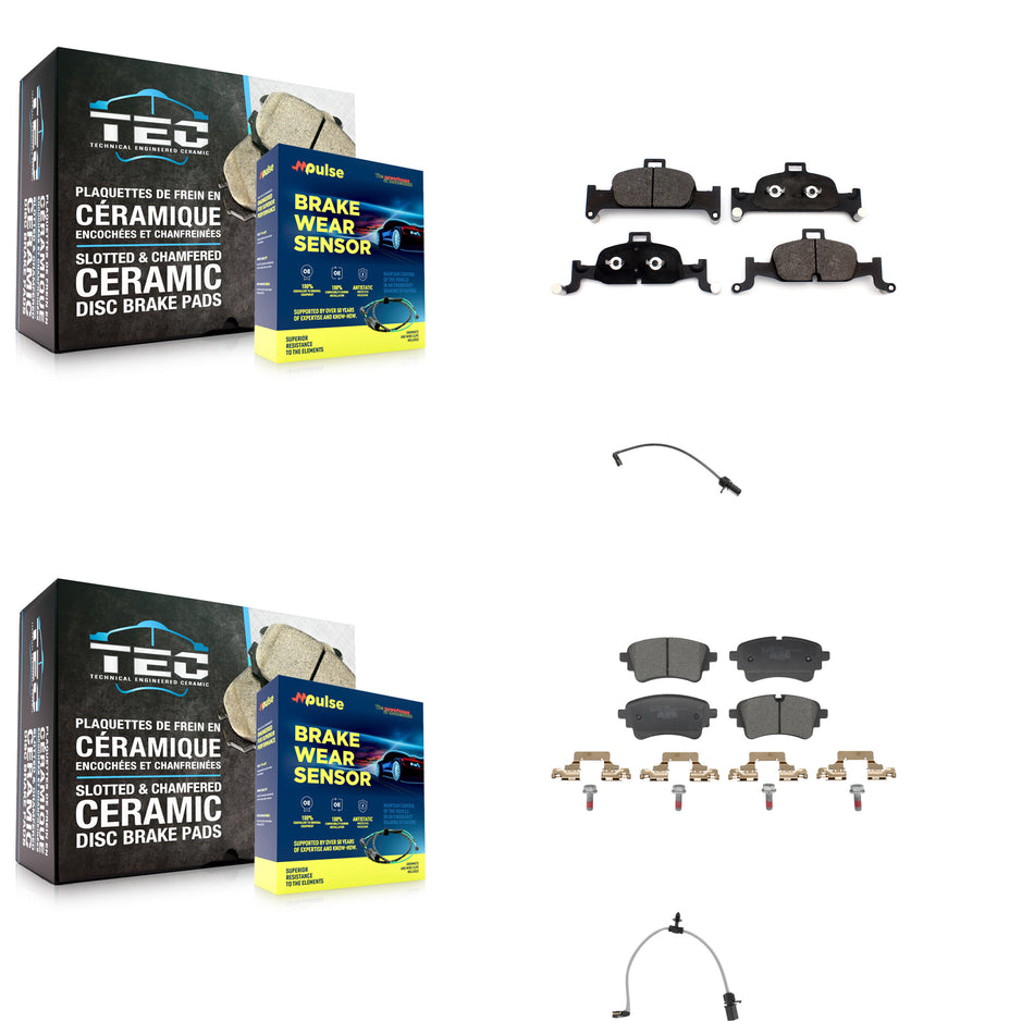 Front Rear Ceramic Disc Brake Pads And Wear Sensors Kit For Audi A6 Quattro 2.0L KTW-101651