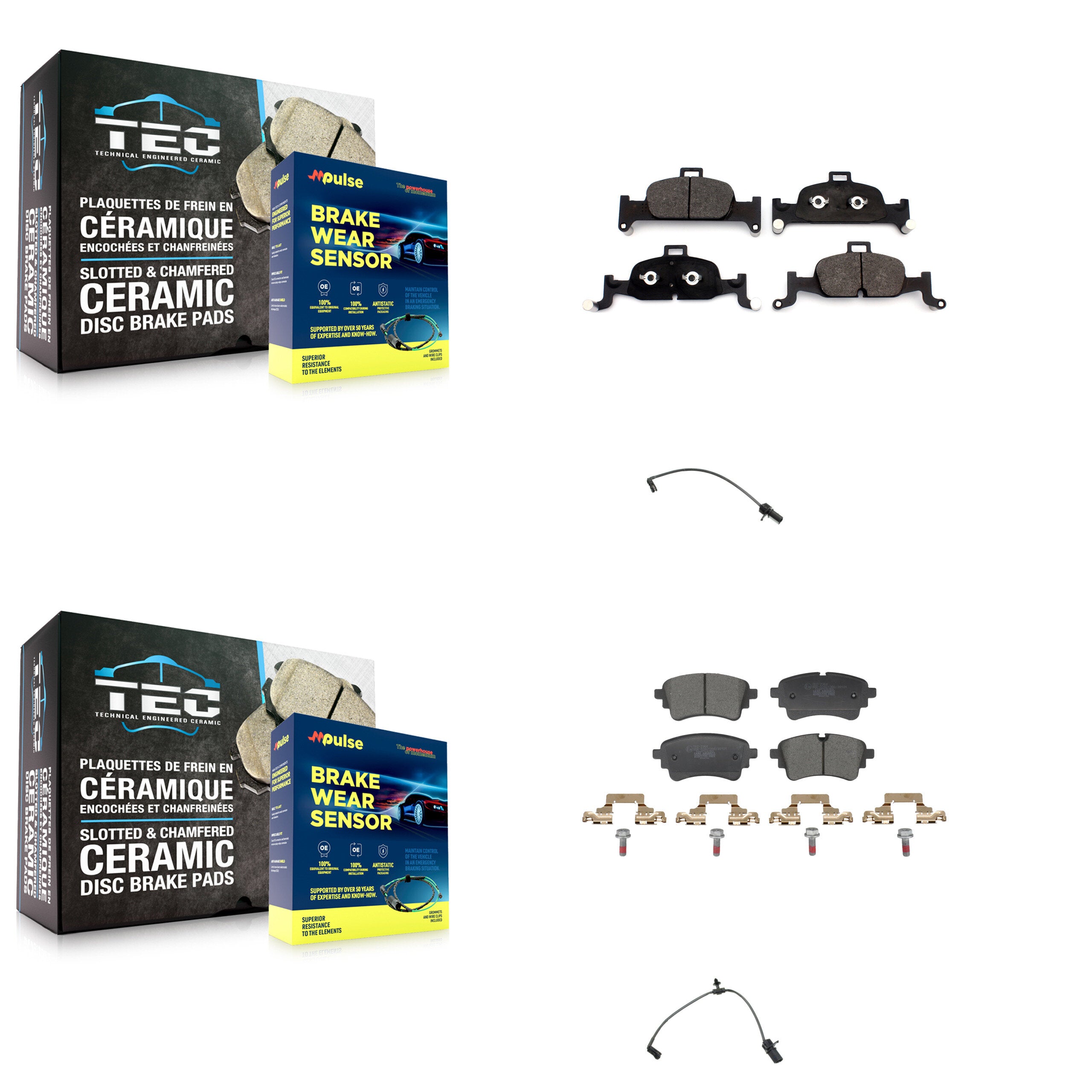 Front Rear Ceramic Brake Pad And Wear Sensor Kit For Audi A5 Sportback A4 Quattro allroad KTW-101652