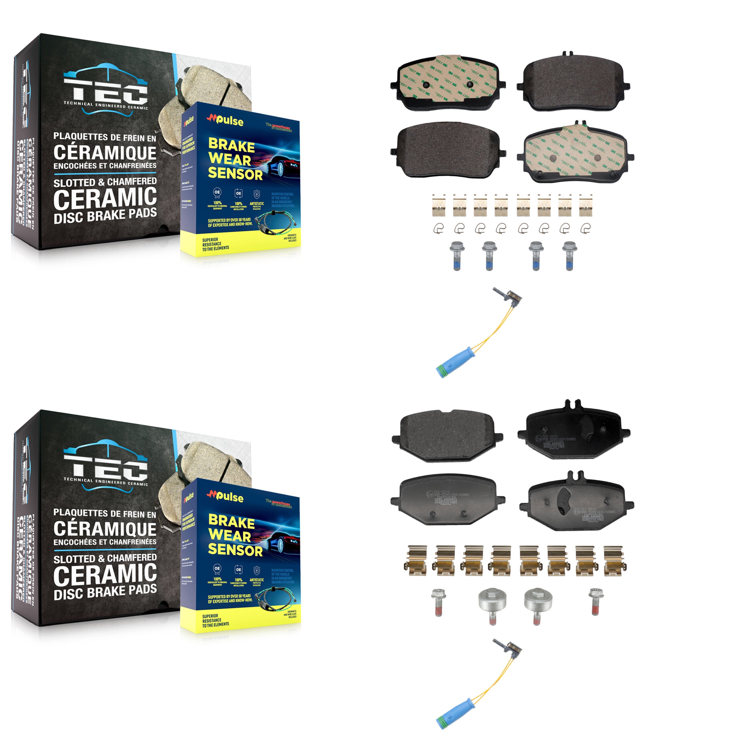 Front Rear Ceramic Brake Pads & Wear Sensor Kit For Mercedes-Benz GLE450 GLS450 GLE53 AMG KTW-101660