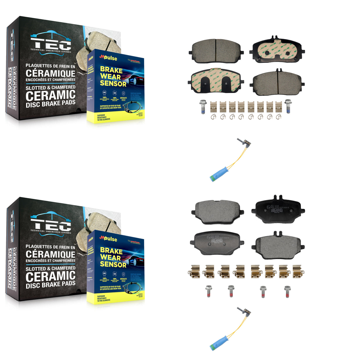 Front Rear Ceramic Disc Brake Pads And Wear Sensors Kit For Mercedes-Benz GLE350 KTW-101661
