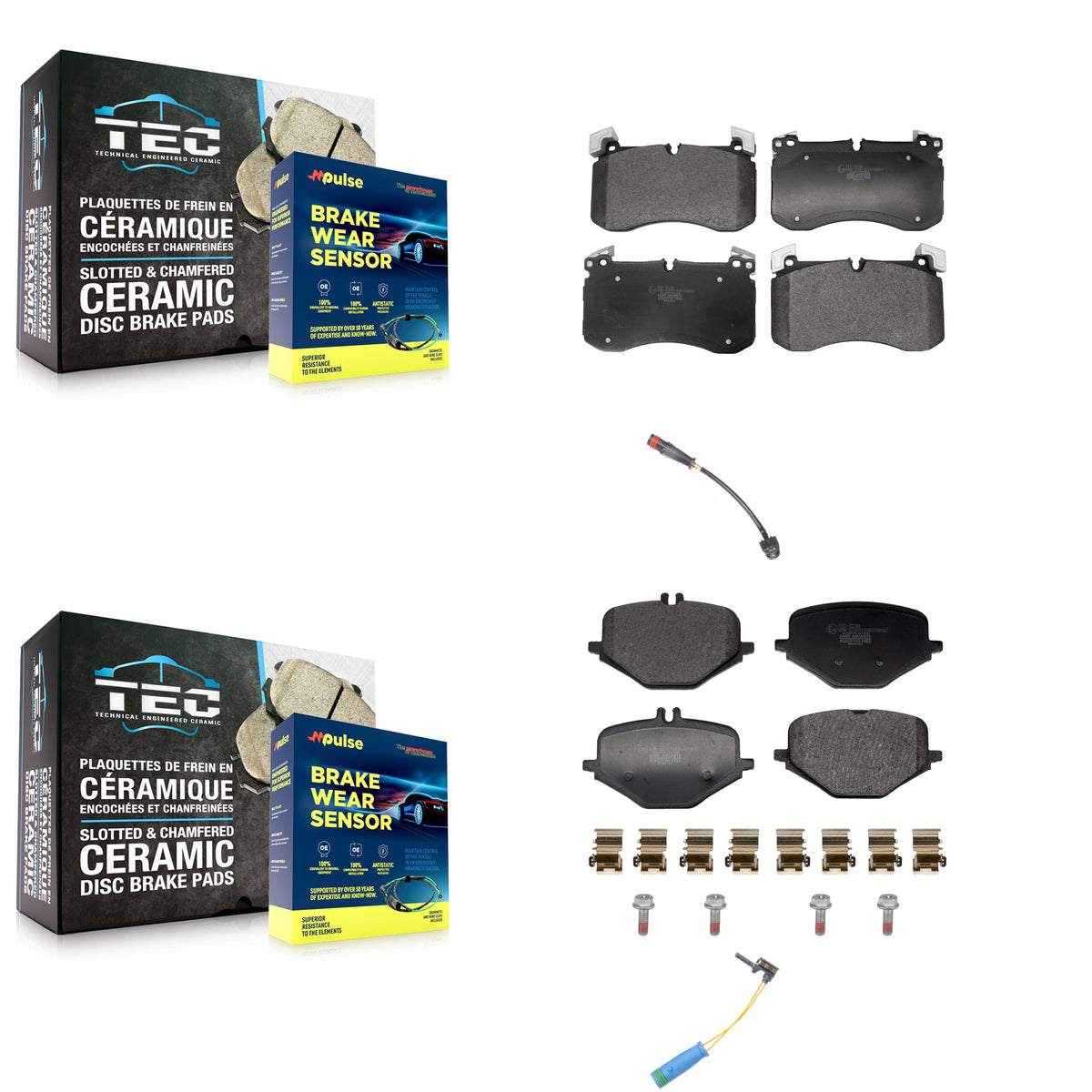Front Rear Ceramic Brake Pad And Wear Sensor Kit For 2019-2022 Mercedes-Benz G63 AMG 4.0L KTW-101663