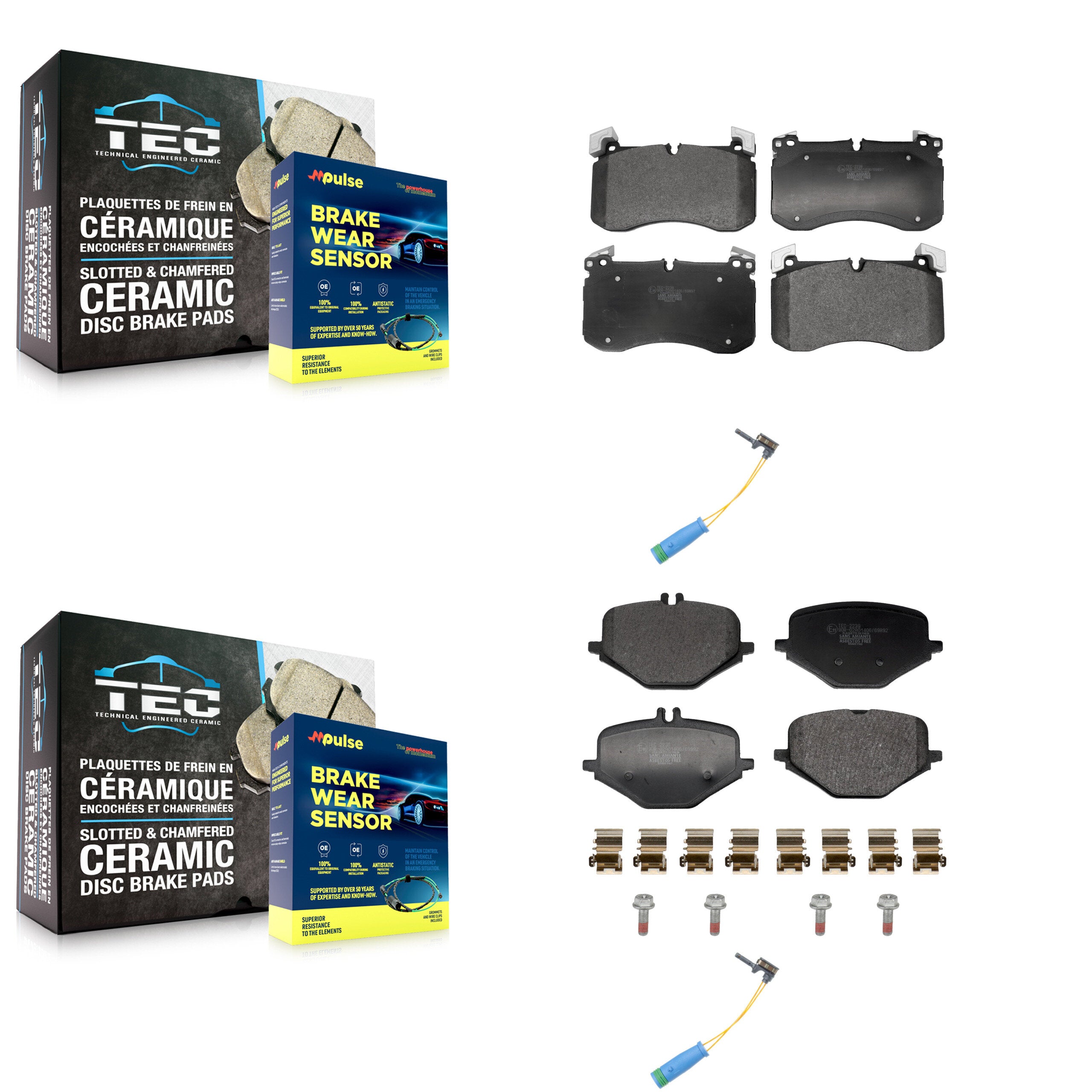 Front Rear Ceramic Disc Brake Pads And Wear Sensors Kit For Mercedes-Benz GLS63 AMG GLE53 KTW-101664