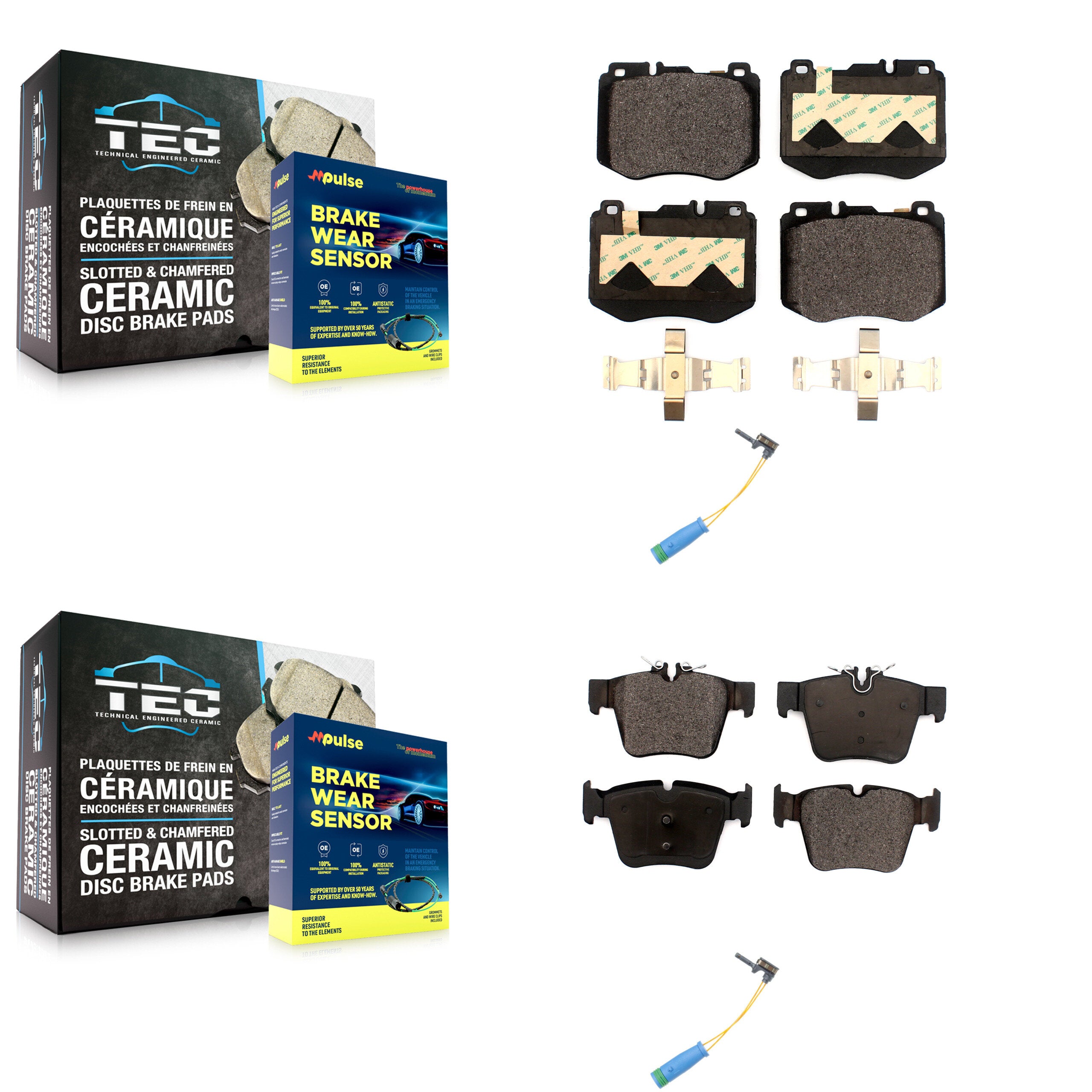 Front Rear Ceramic Disc Brake Pads And Wear Sensors Kit For Mercedes-Benz GLC300 KTW-101679