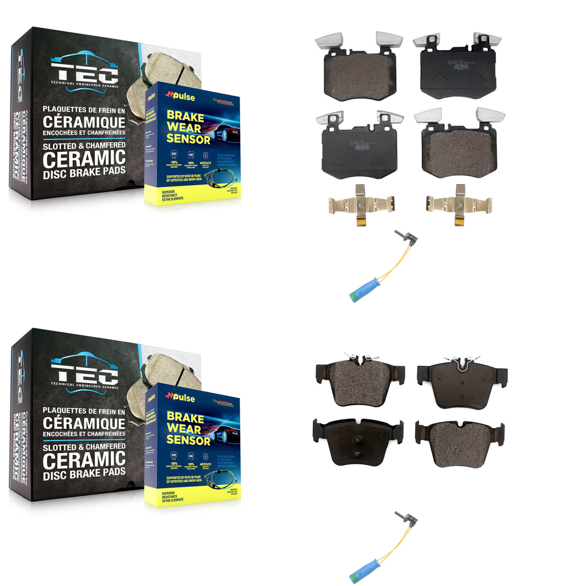 Front Rear Ceramic Disc Brake Pads And Wear Sensors Kit For Mercedes-Benz GLC300 KTW-101680