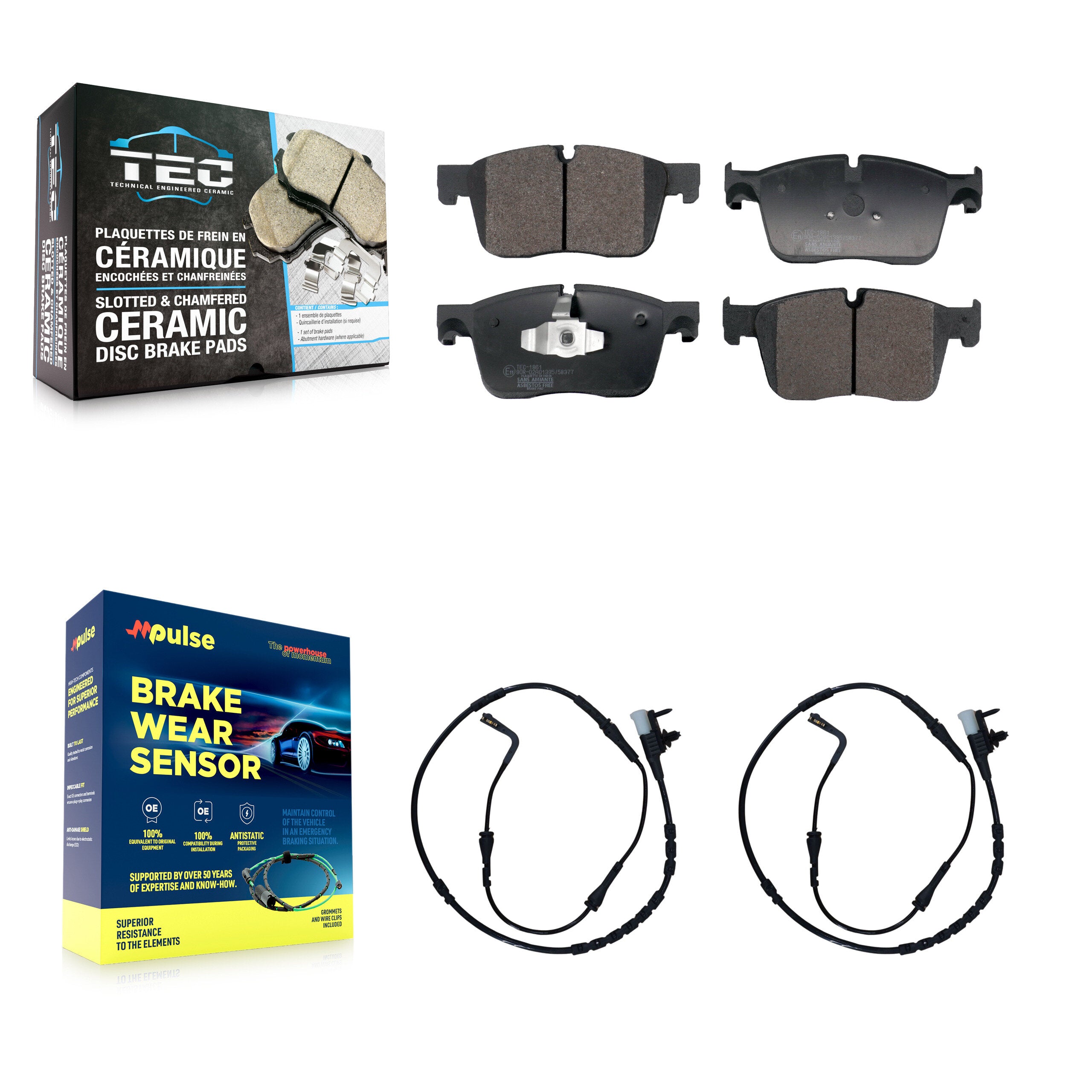 Front Ceramic Brake Pads Wear Sensor Kit For Land Rover Range Velar R-Dynamic S with 3.0L KTW-101682