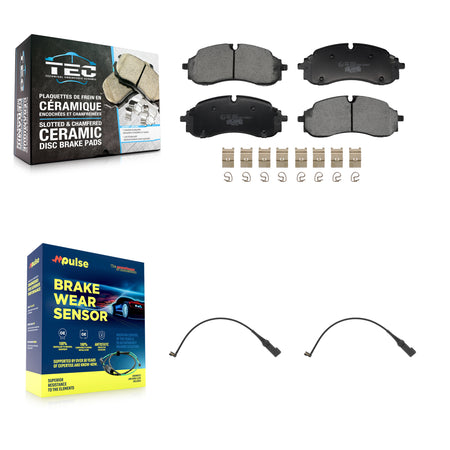 Front Ceramic Brake Pads & Wear Sensor Kit For 2022-2023 Ford E-Transit With 5 Lug Wheels KTW-101687