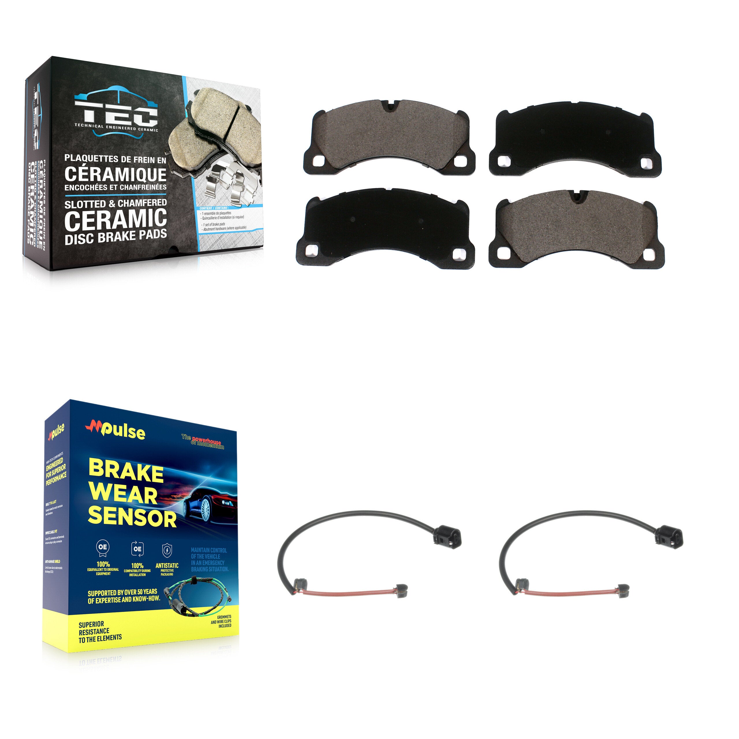 Front Ceramic Disc Brake Pads And Wear Sensors Kit For Porsche Cayenne KTW-101690