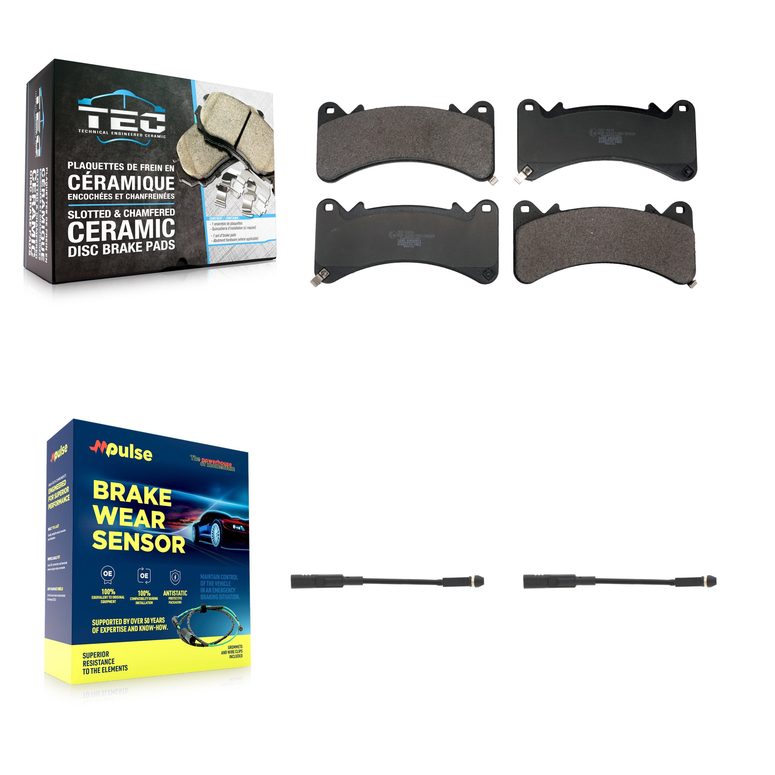 Front Ceramic Brake Pad & Wear Sensor Kit For GMC Chevrolet Silverado 1500 Sierra Limited KTW-101692