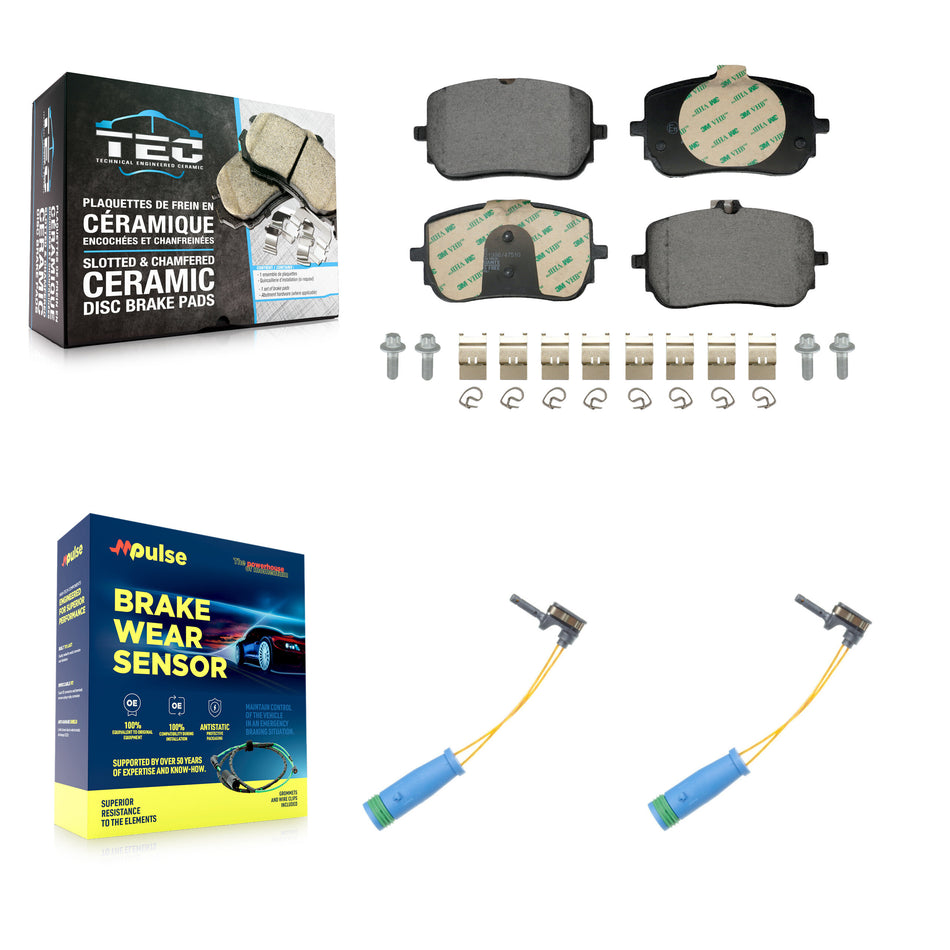 Front Ceramic Disc Brake Pads And Wear Sensors Kit For Mercedes-Benz A220 CLA250 KTW-101696