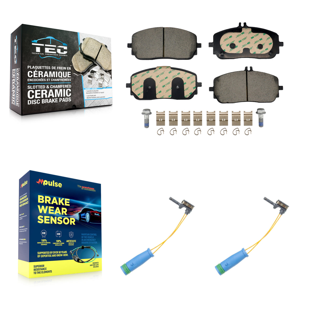 Front Ceramic Brake Pads Wear Sensor Kit For Mercedes-Benz GLE350 GLB250 GLA250 A220 A250 KTW-101697