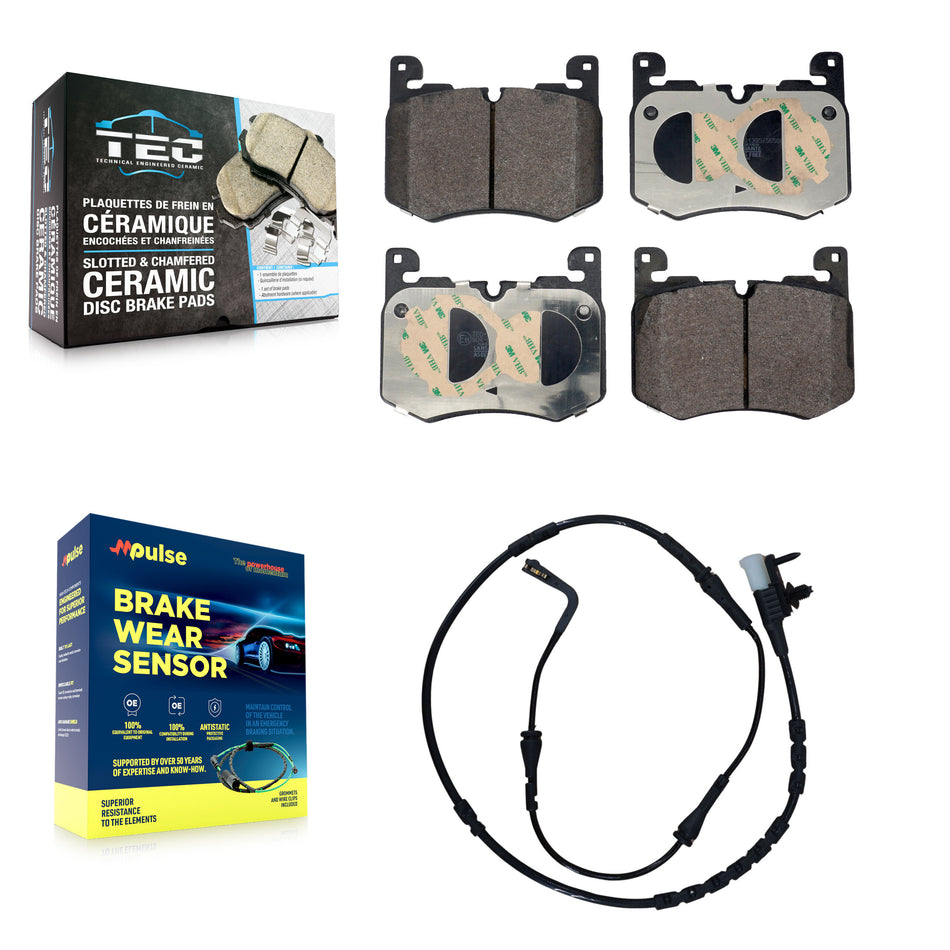 Front Ceramic Brake Pads Wear Sensor Kit For Land Rover Range Velar R-Dynamic S with 3.0L KTW-101715