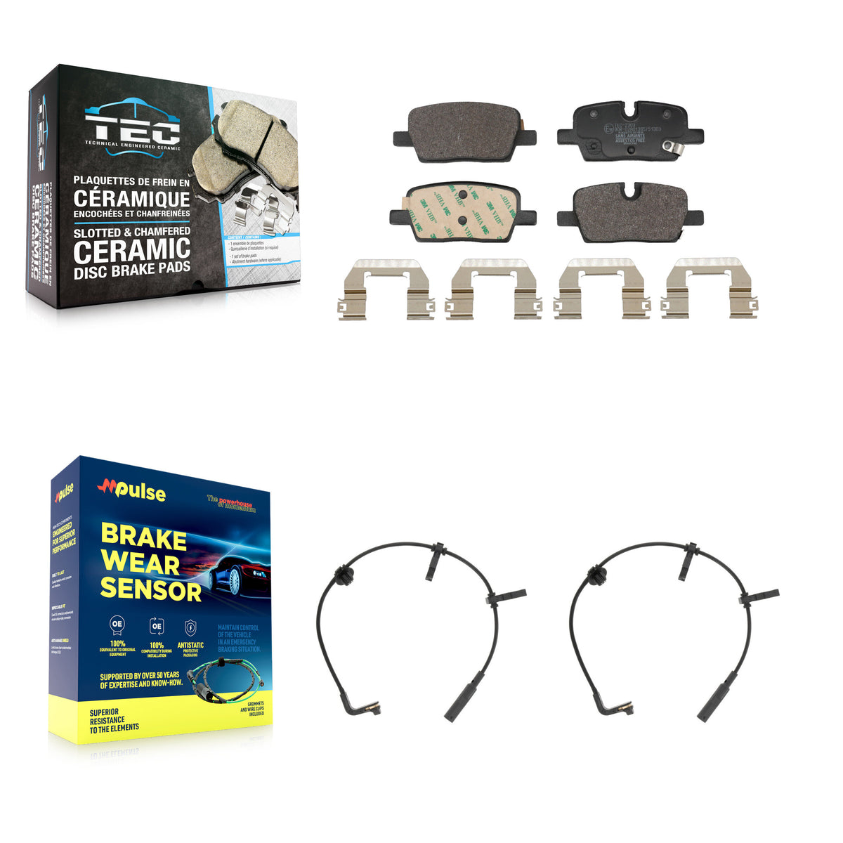 Rear Ceramic Disc Brake Pads & Wear Sensor Kit For 2020 Cadillac CT6 With Brembo Calipers KTW-101730