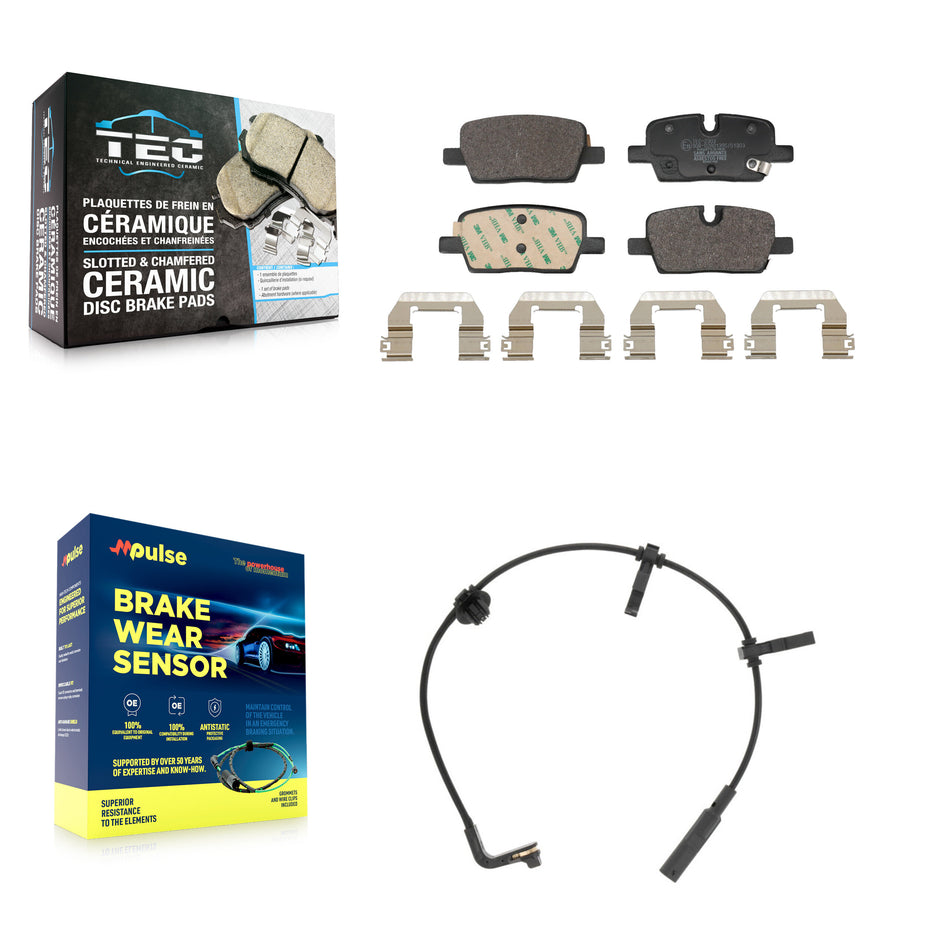 Rear Ceramic Disc Brake Pads & Wear Sensor Kit For 2020 Cadillac CT6 With Brembo Calipers KTW-101746
