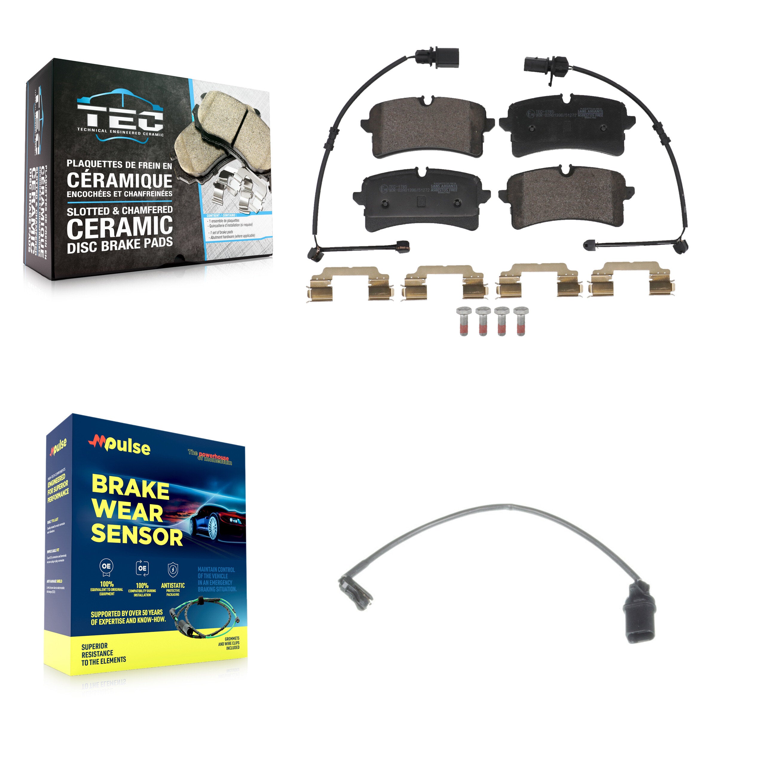Rear Ceramic Disc Brake Pads And Extra Wear Sensors Kit For Audi A7 Quattro S6 RS7 S7 KTW-101747