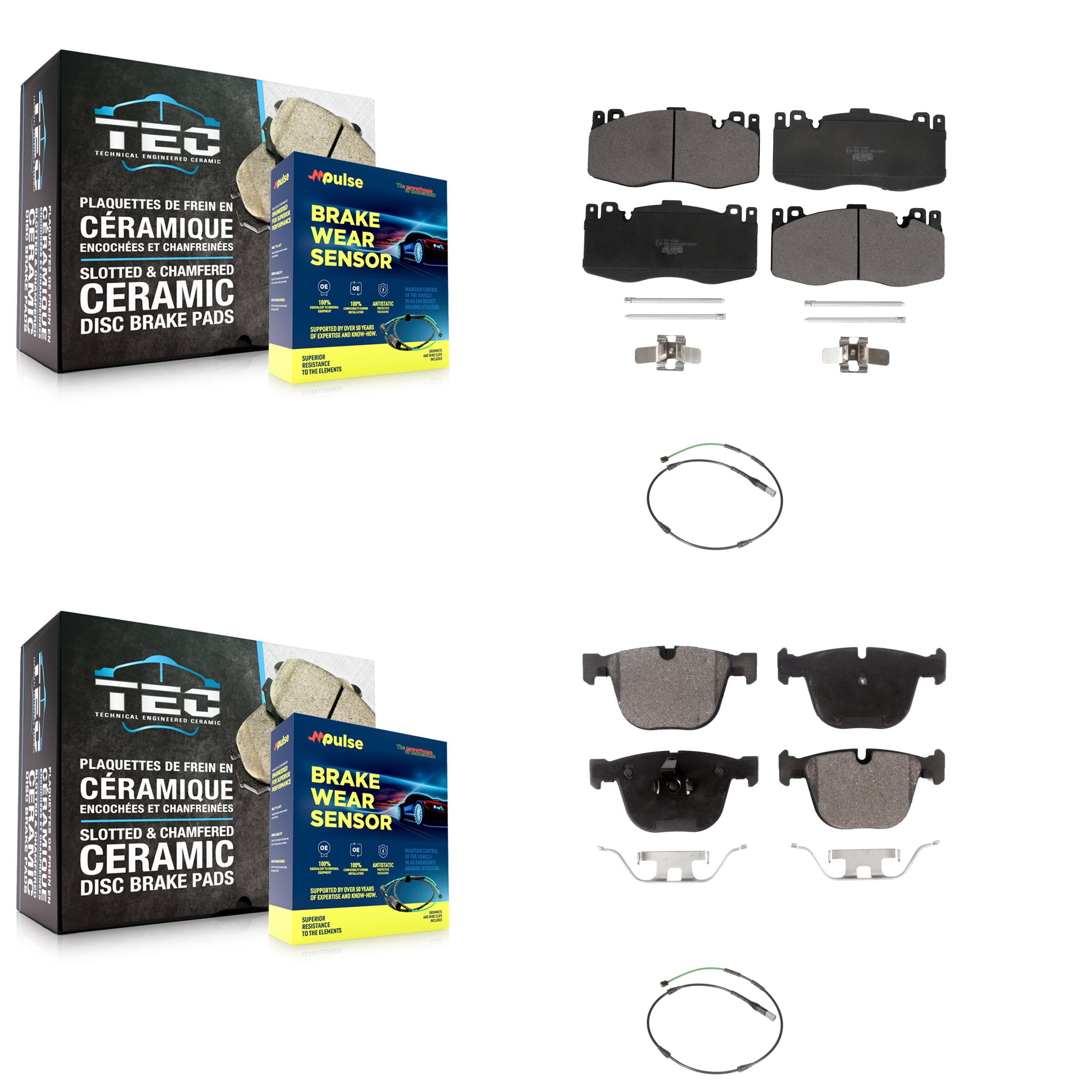Front Rear Ceramic Disc Brake Pads And Wear Sensors Kit For 2015-2016 BMW X5 M with 4.4L KTW-101752